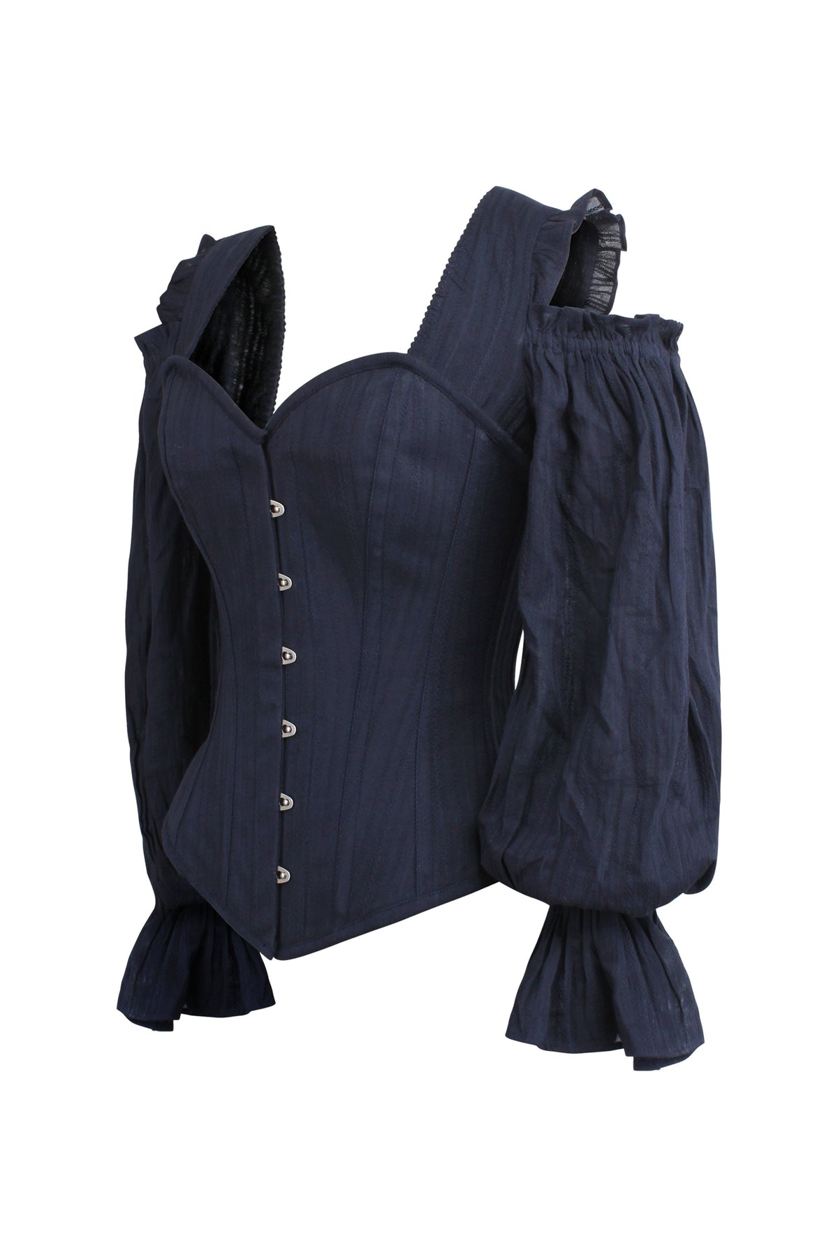 Long Sleeve Midnight Blue Corset With Cold Shoulder
