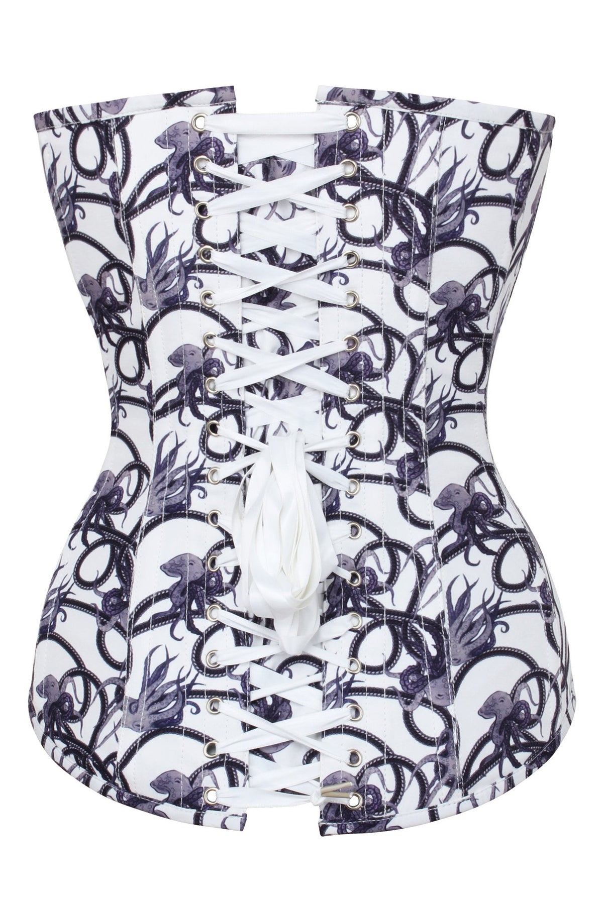 Charcoal Ink Octopus Print Longline Overbust Corset