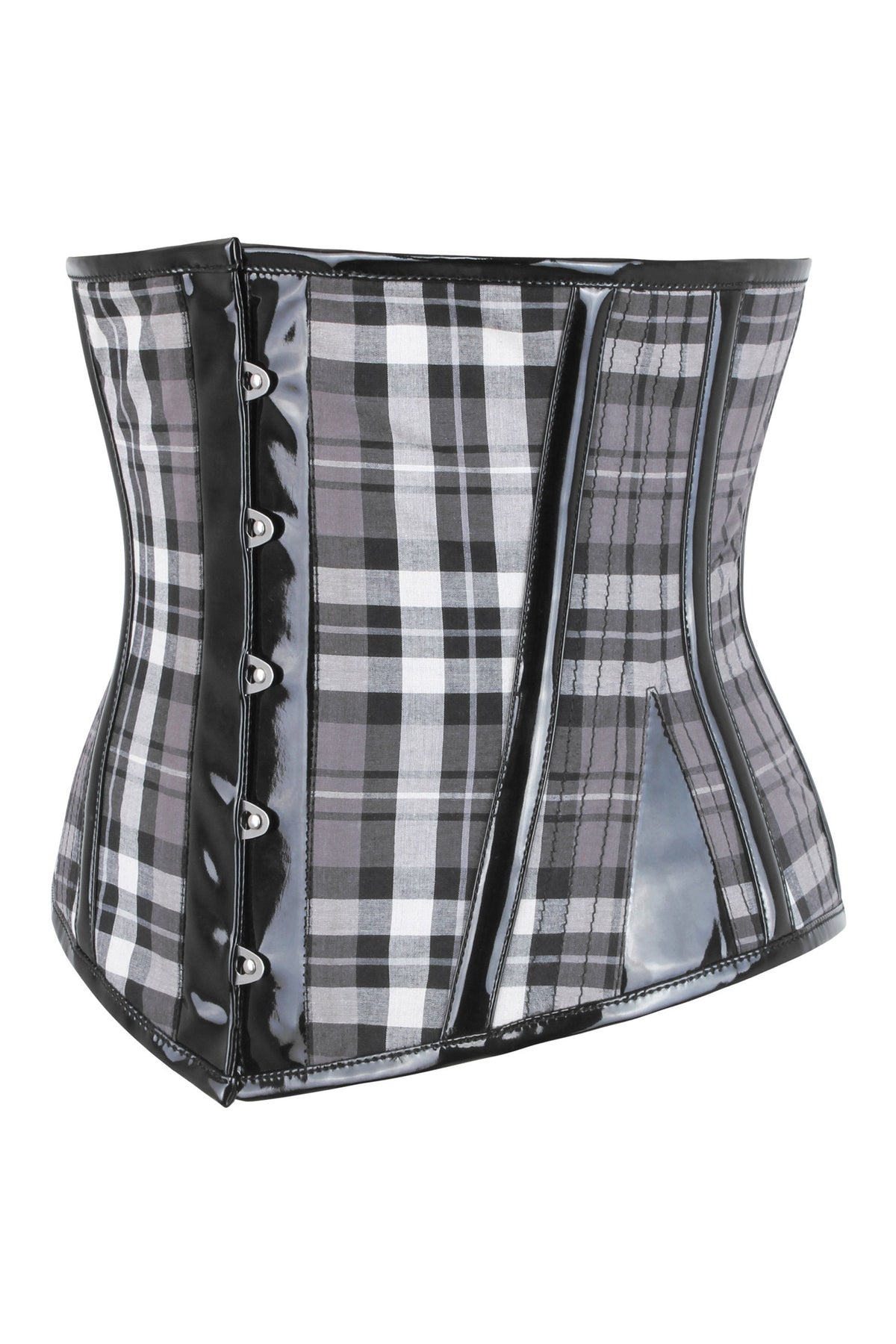 Black And Grey Check Waspie With PVC Binding