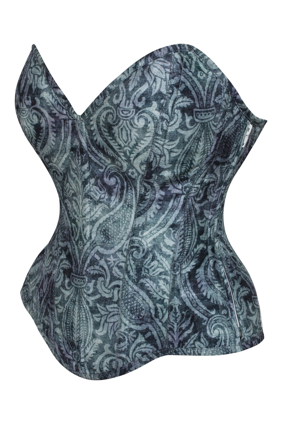 Blue Print Overbust Corset With Detachable Sleeves