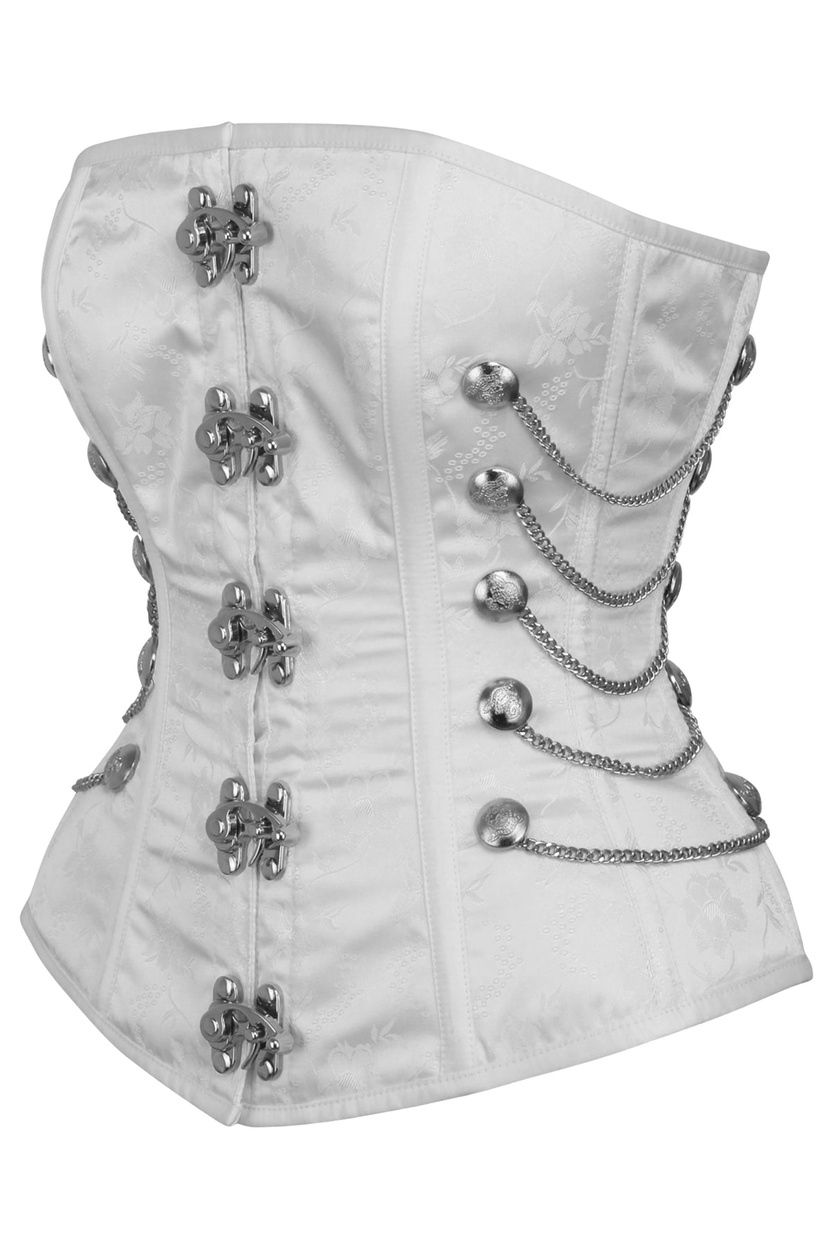 White Steampunk Overbust With Swing Hooks And Chains