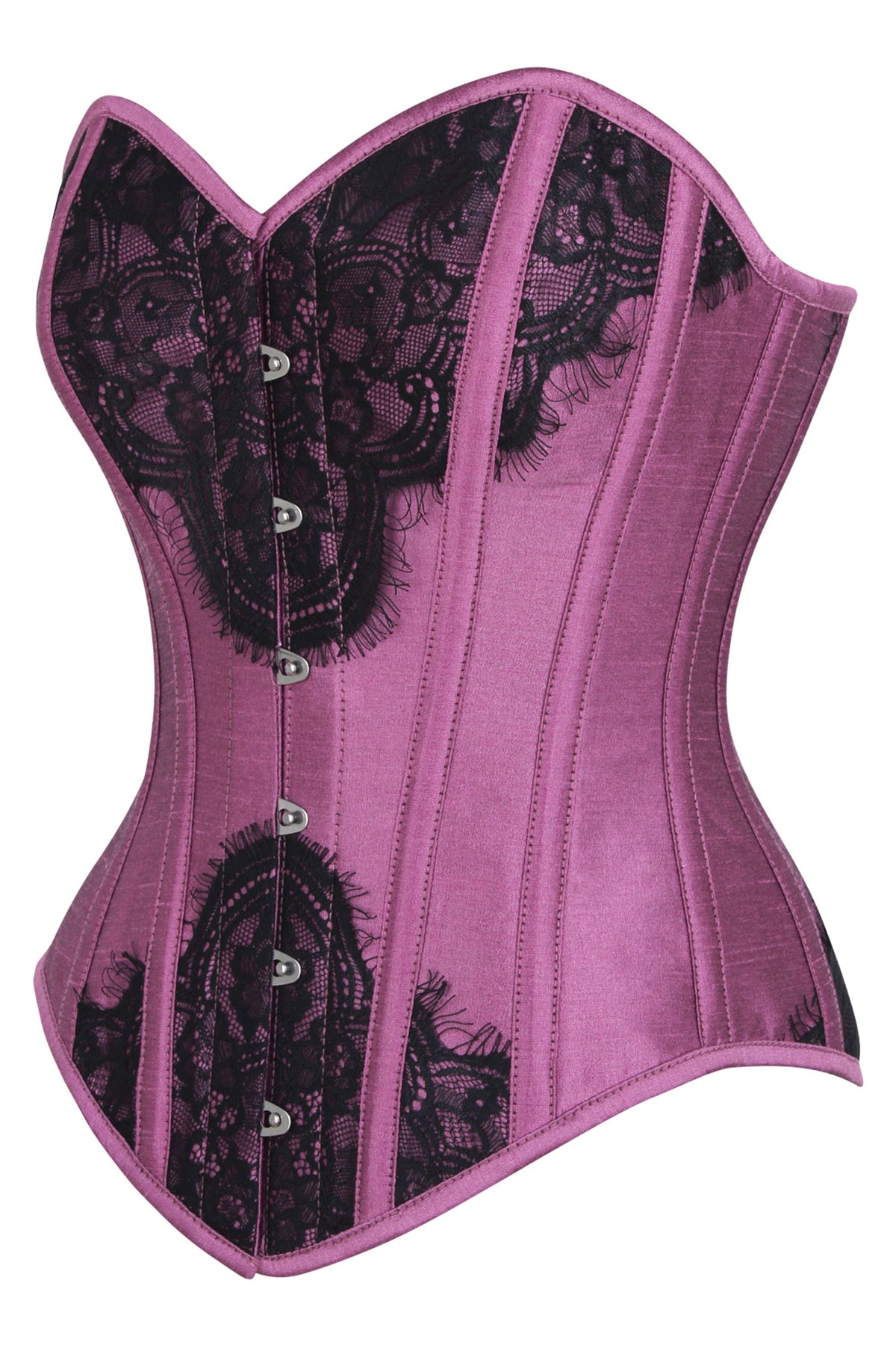 Pink Waist Taming Overbust With Black Lace