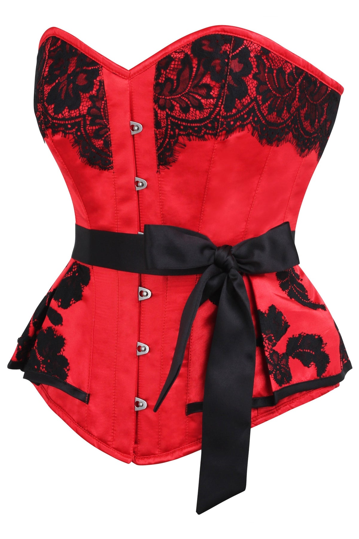 Red Satin Prom Corset With Sash