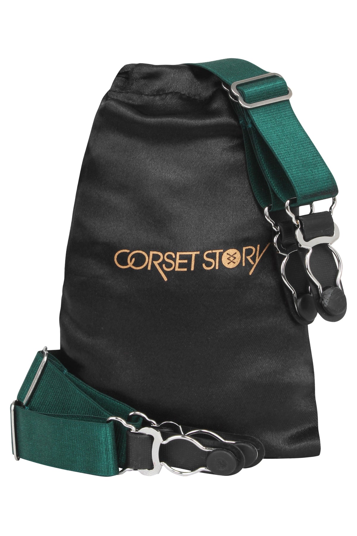 6 X Steel Suspender Clips In Green