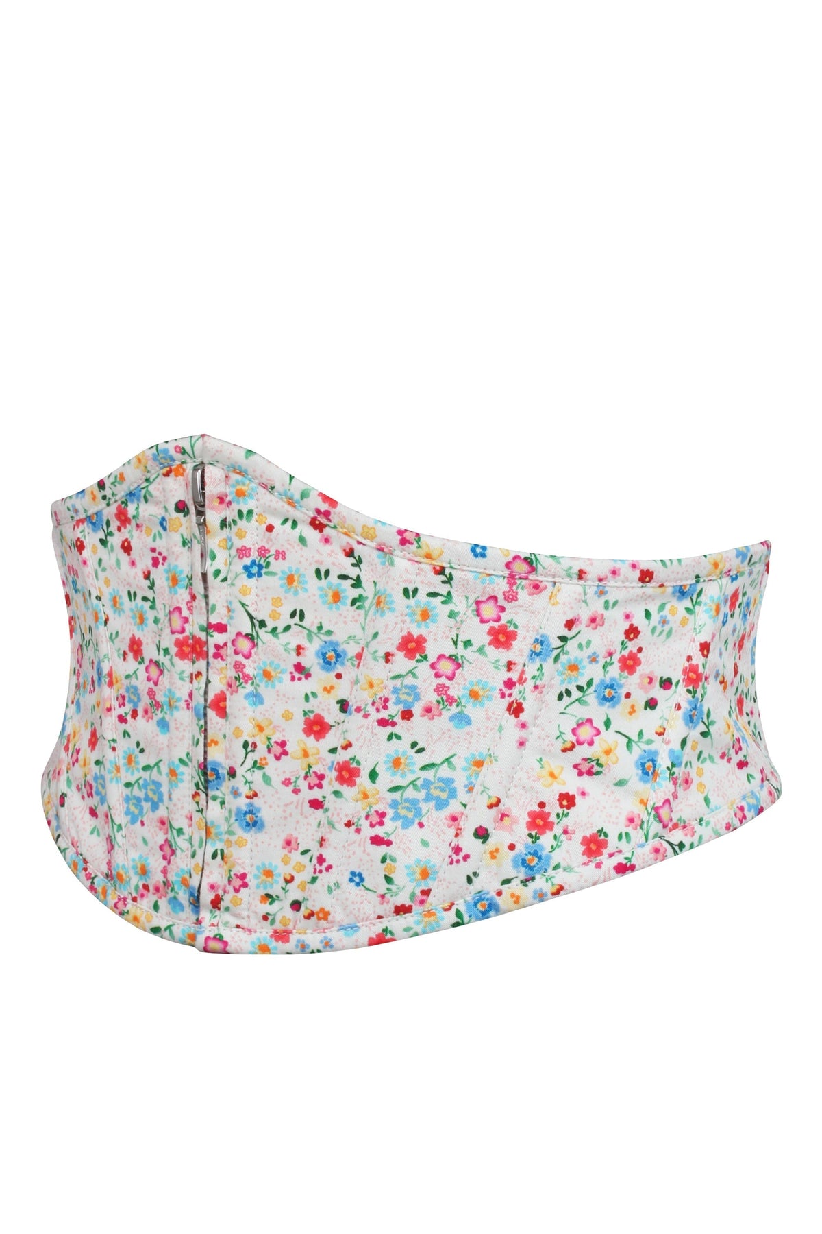 Iris Ditsy Print Cotton Waspie Belt With Zip Front