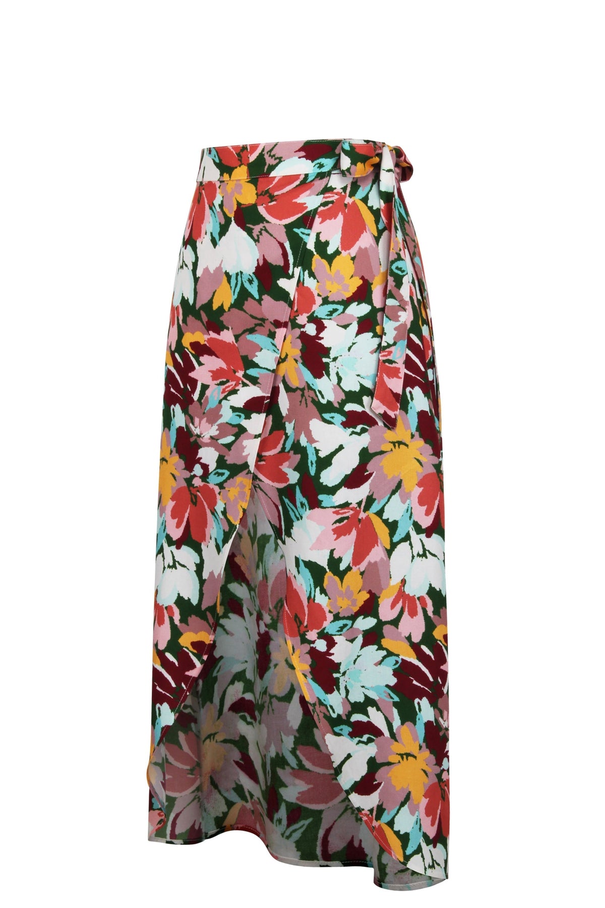 Rosa Floral Explosion Viscose Midi Wrap Skirt