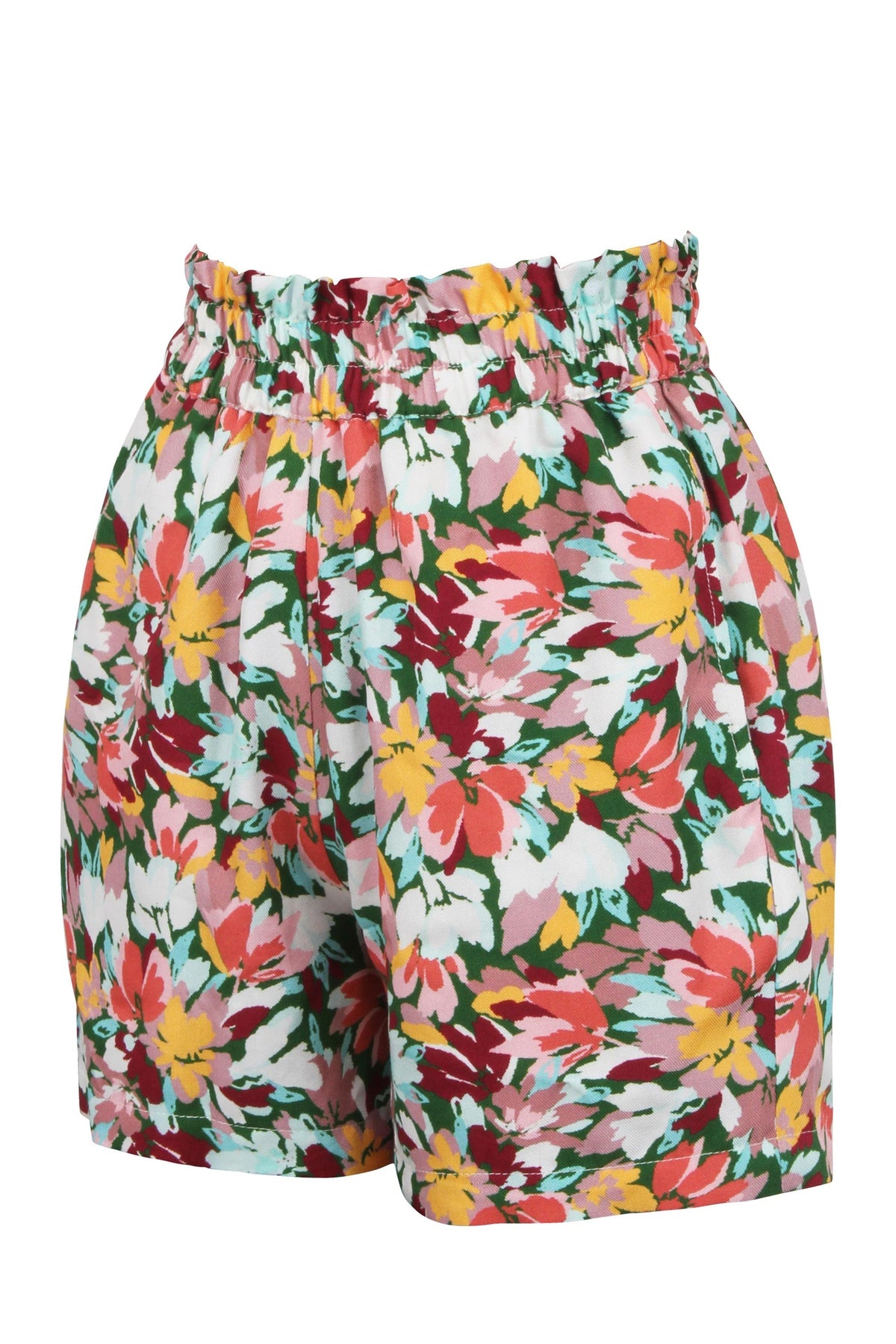 Calla Floral Explosion Viscose Elasticated Paperbag Shorts