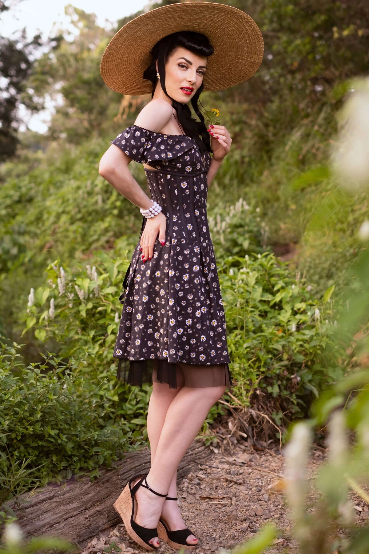 Bardot Americana Daisy Print Corset Dress