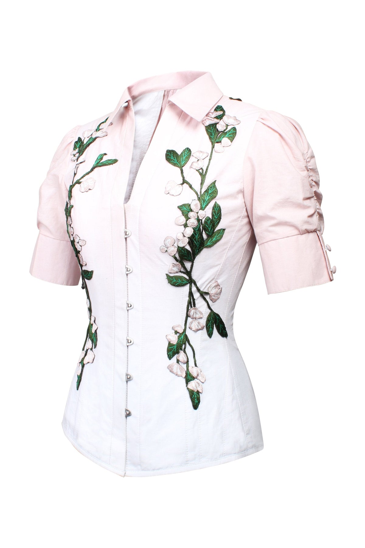 Pink And White Elasticated Corset Shirt