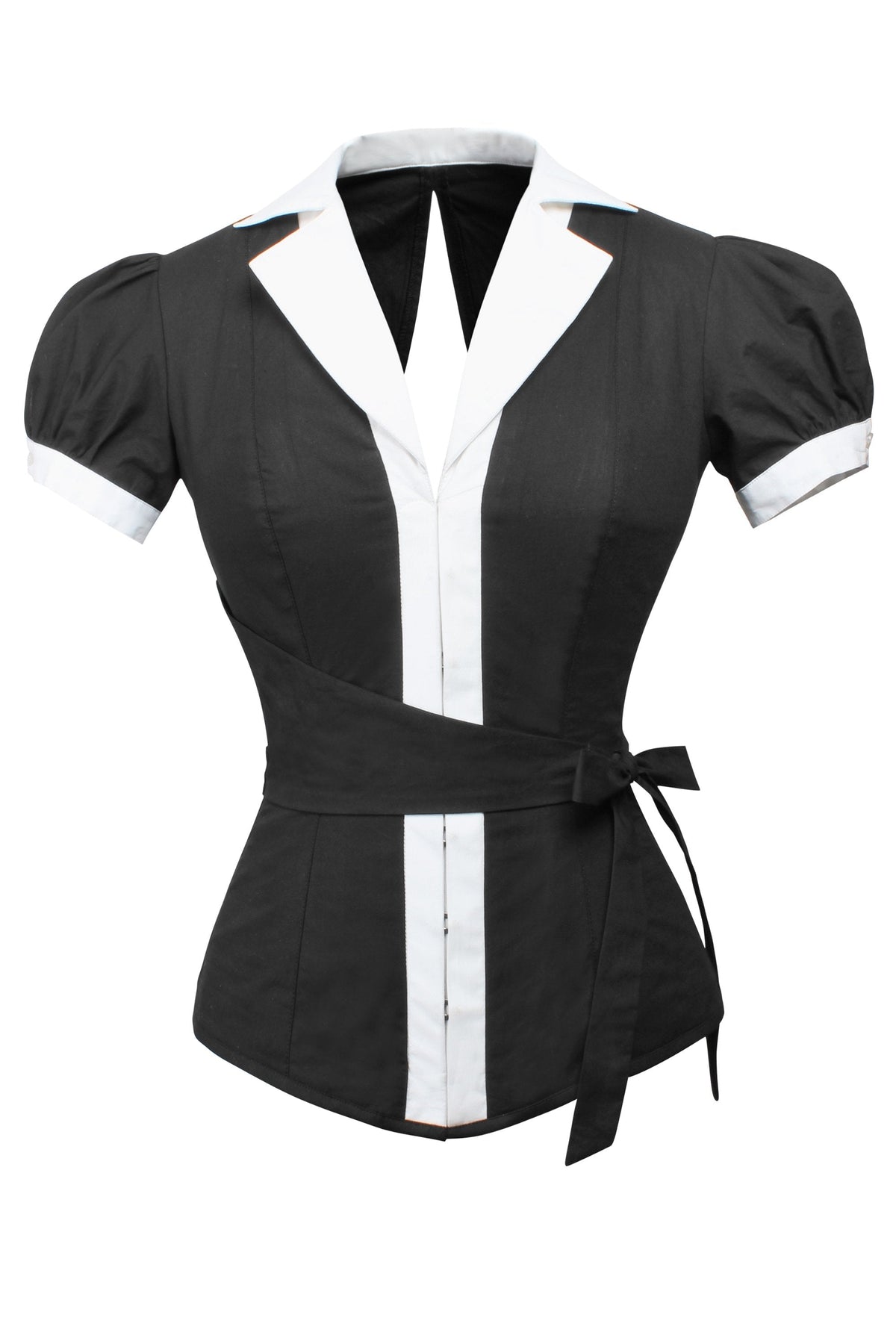 Black And White Monochrome Corset Shirt