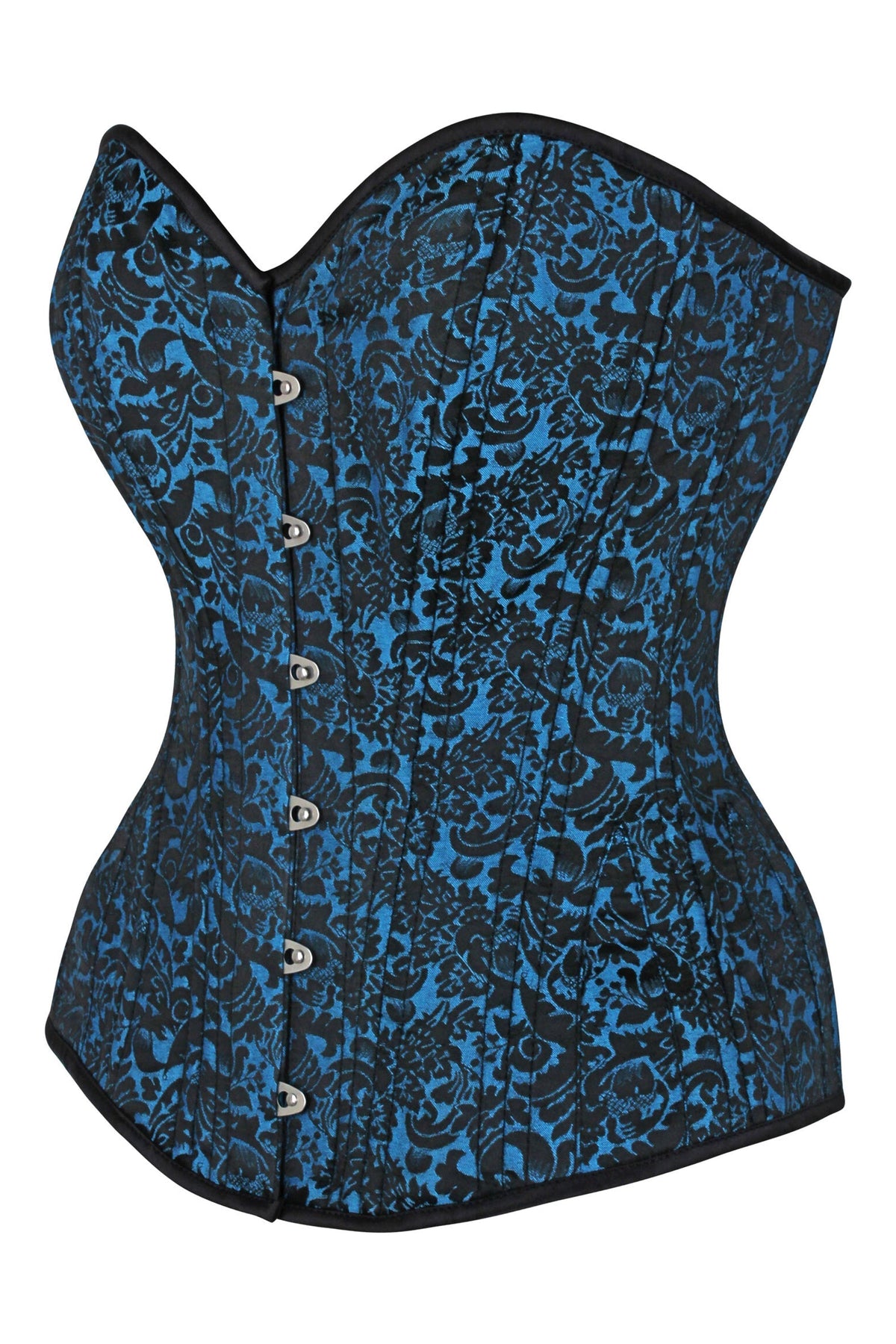 Expert Waist Training Overbust Corset In Turquoise Brocade