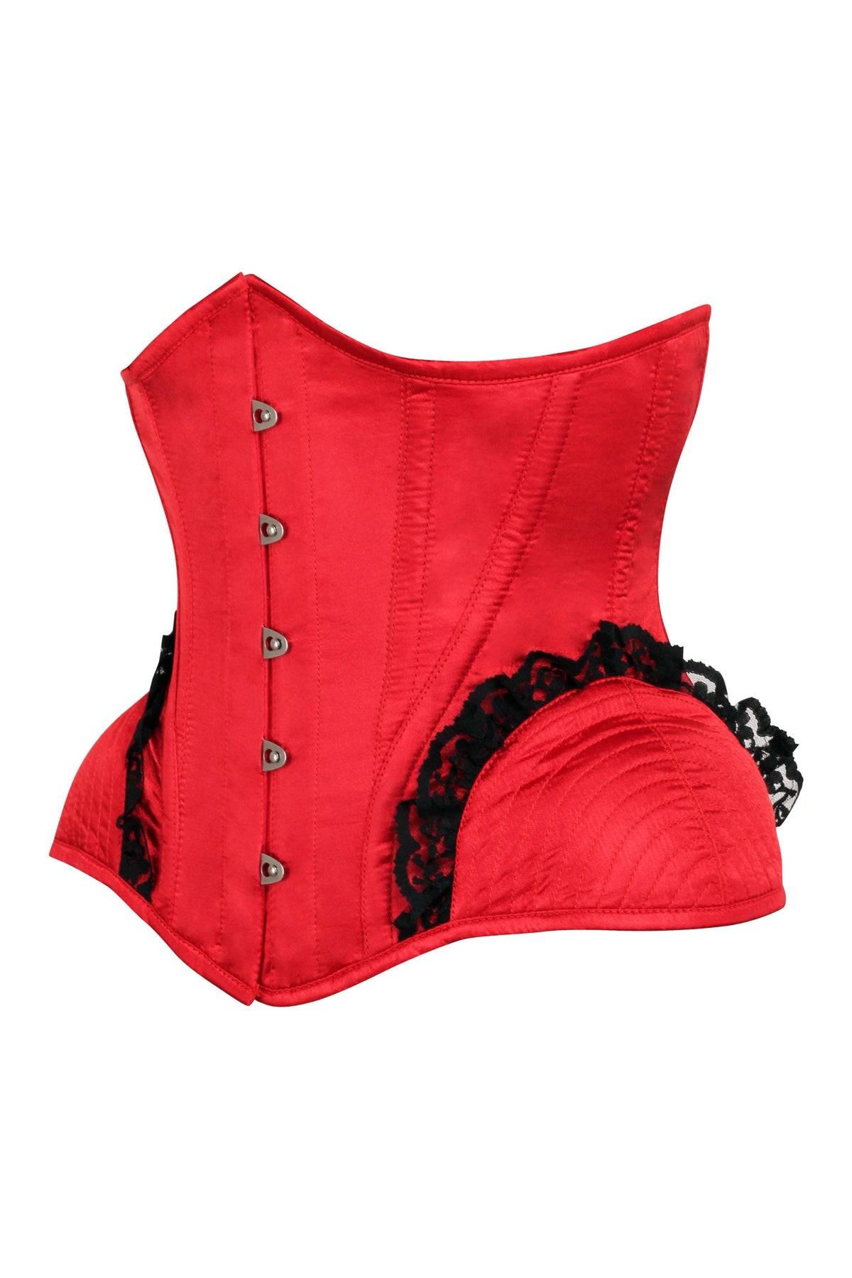Lipstick Red Burlesque Underbust With Bullet Hip Gores