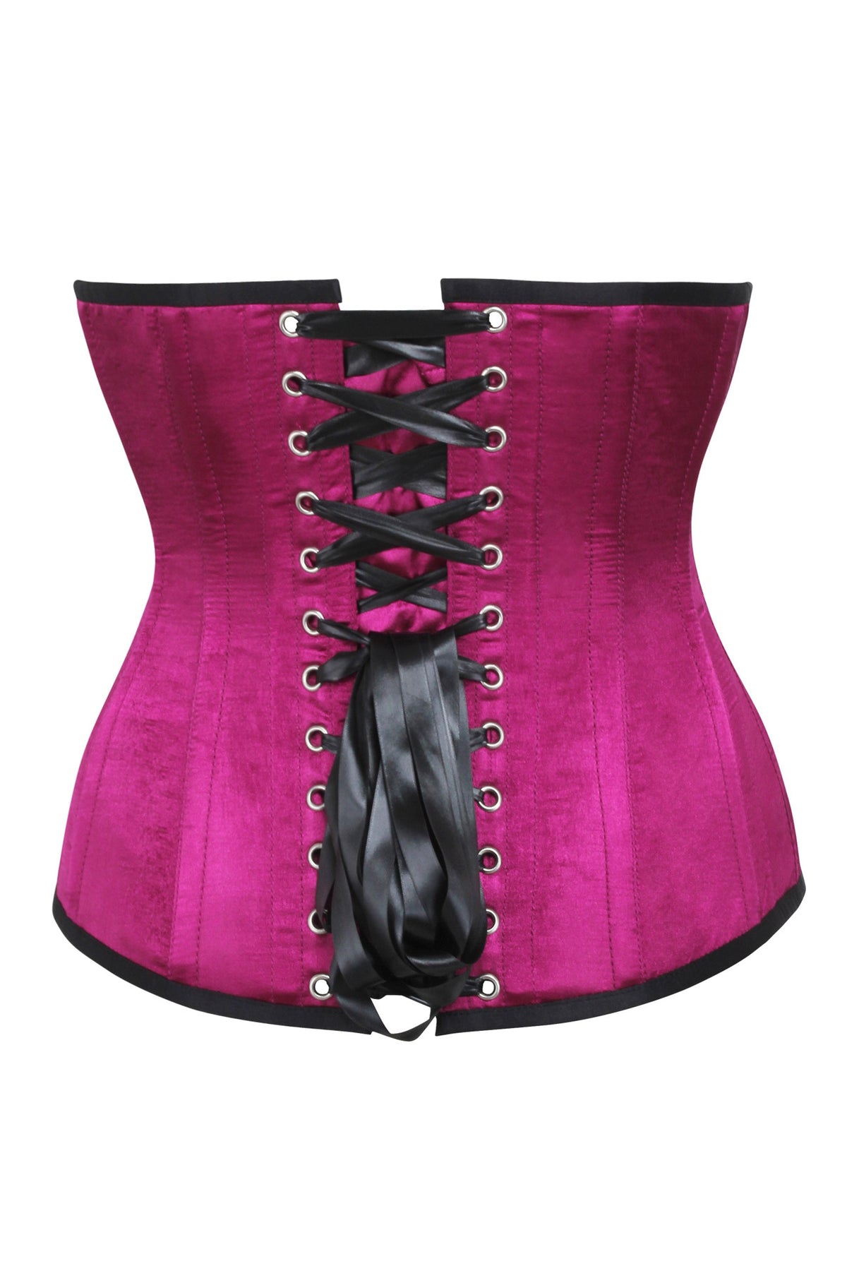 Steampunk Black And Pink Longline Underbust With Side Tabs