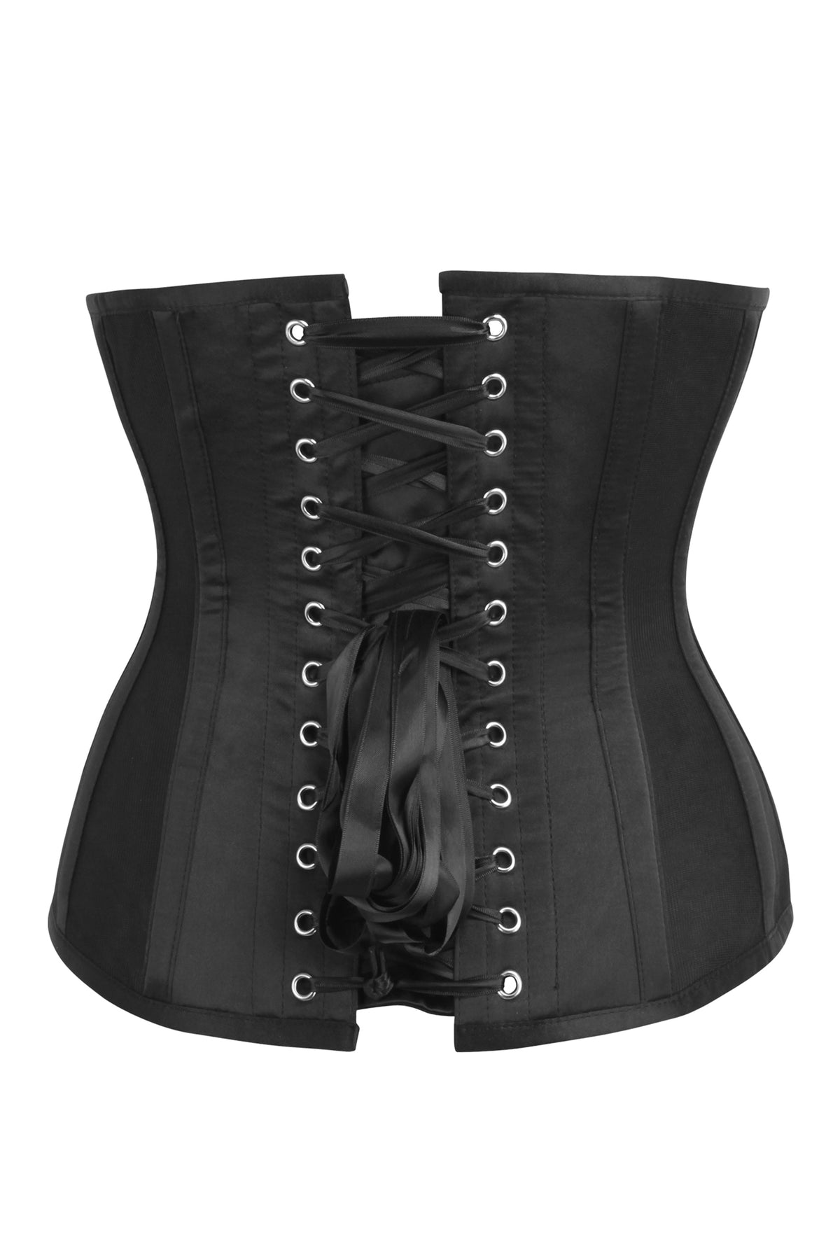 Black Mesh And Sequins Longline Underbust Corset