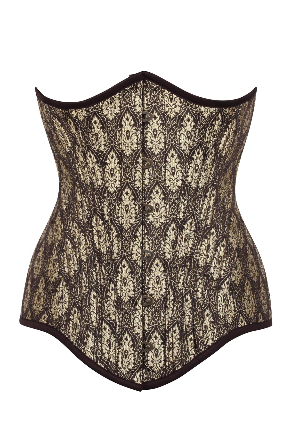 Longline Brown And Gold Brocade Underbust Corset