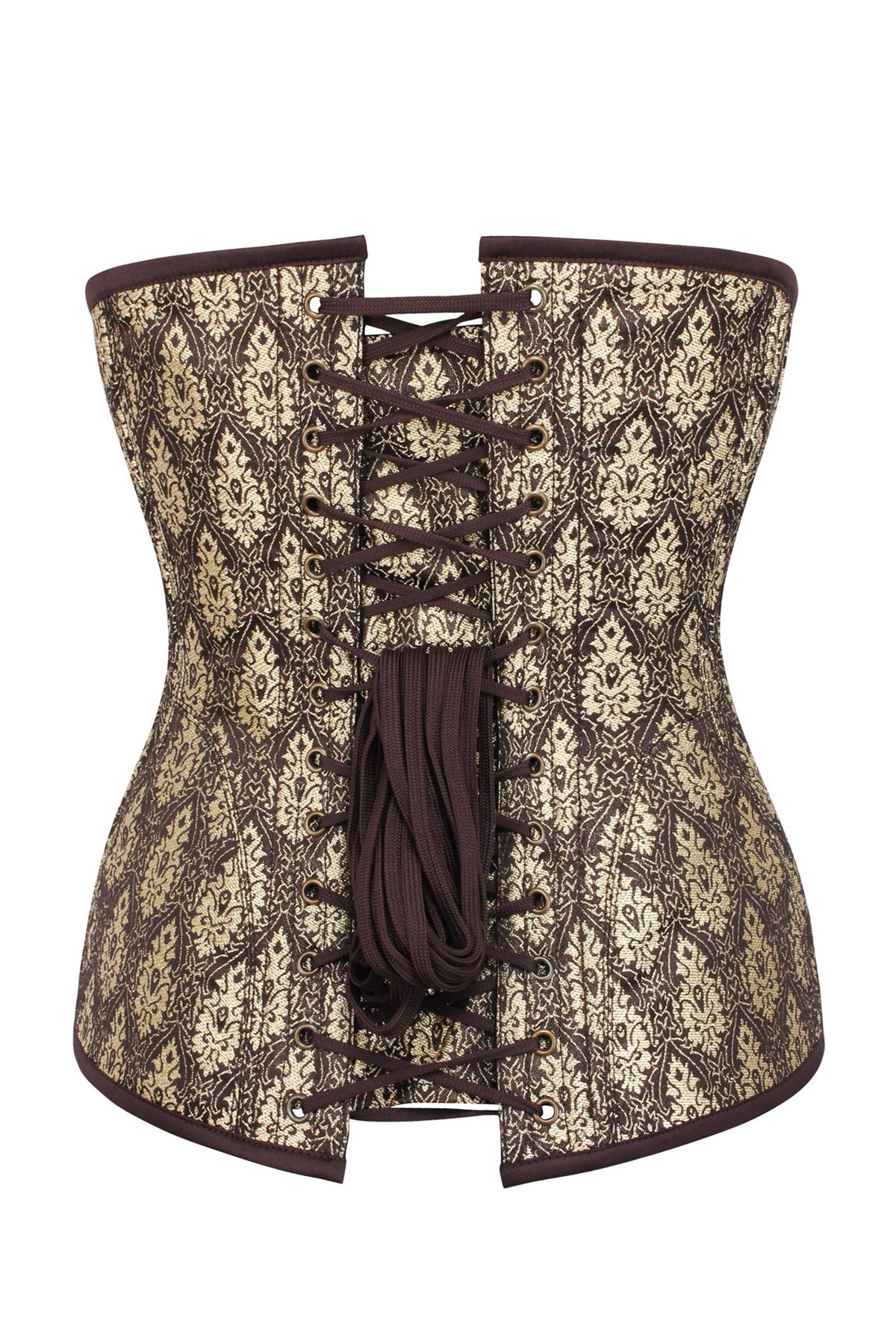 Longline Brown And Gold Brocade Underbust Corset