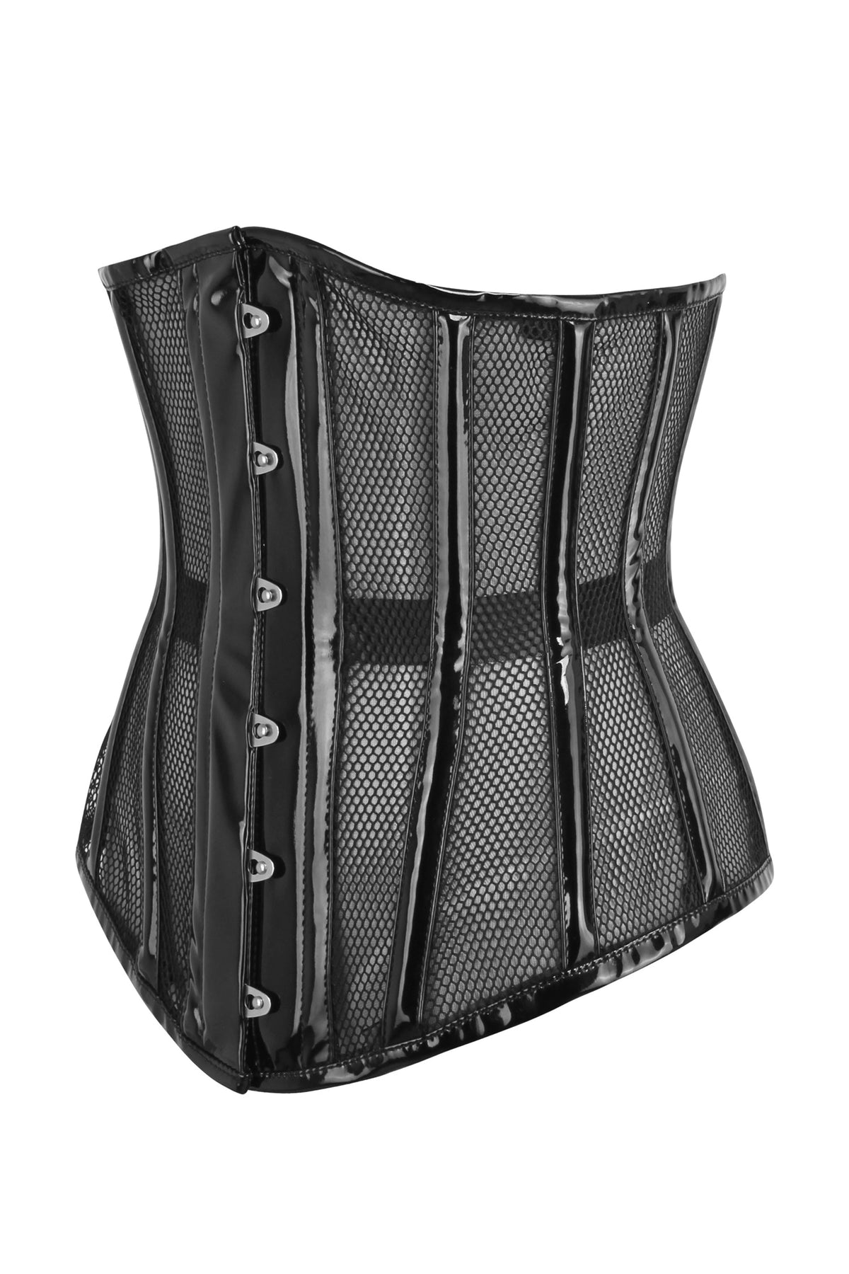 Black PVC Mesh Underbust Corset