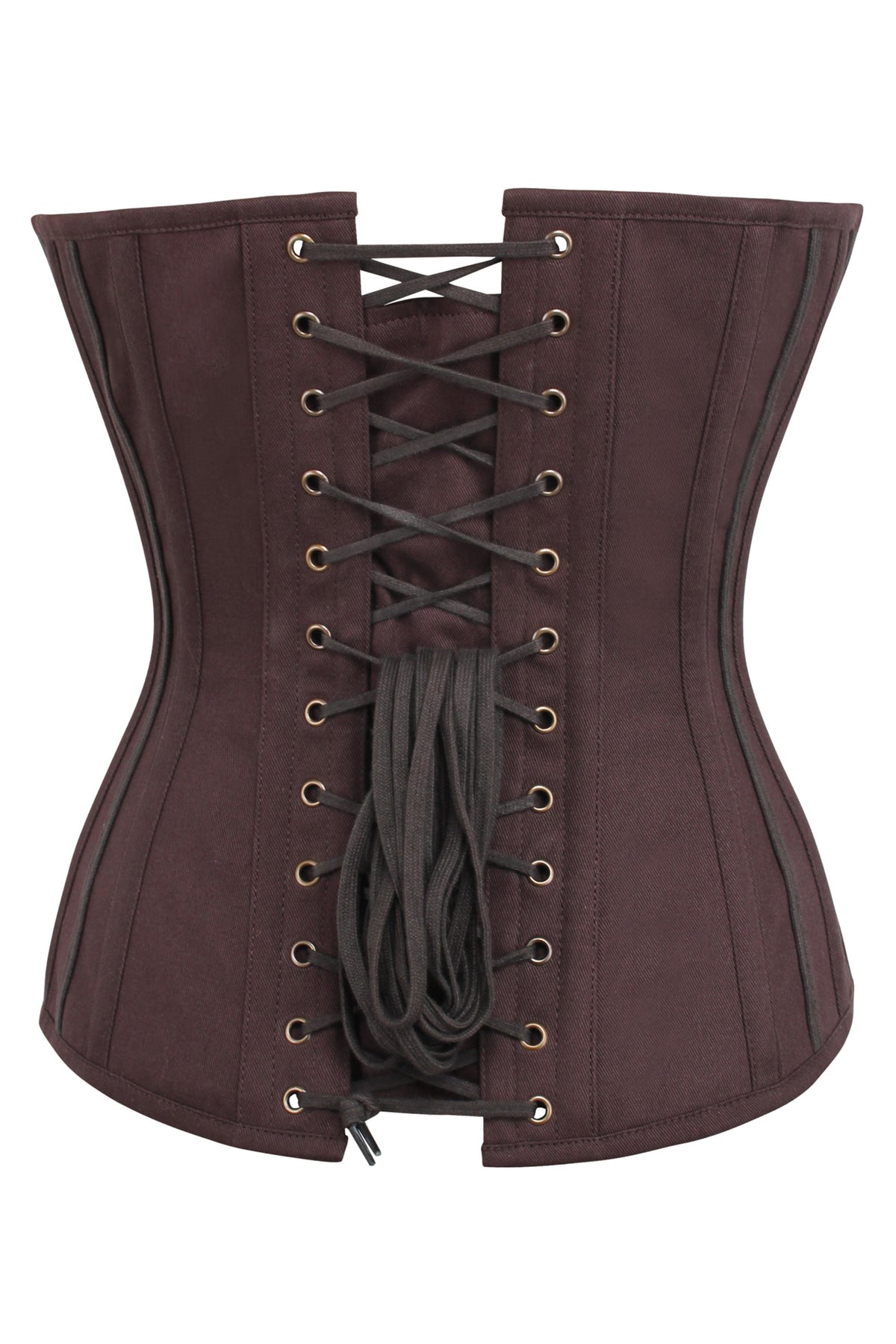 Brown Overbust Corset With Zip Front
