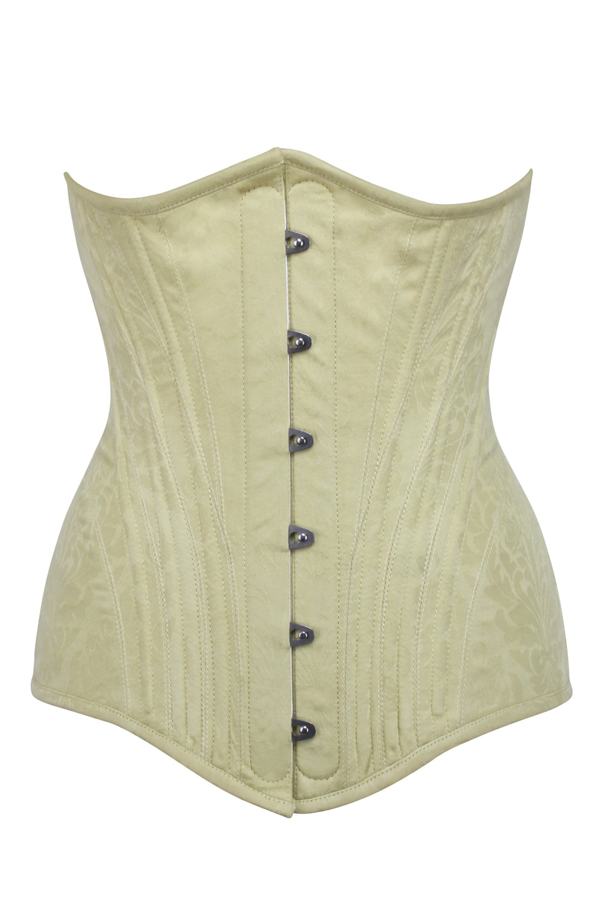 Pastel Brocade Longline Underbust Corset With Hip Panels
