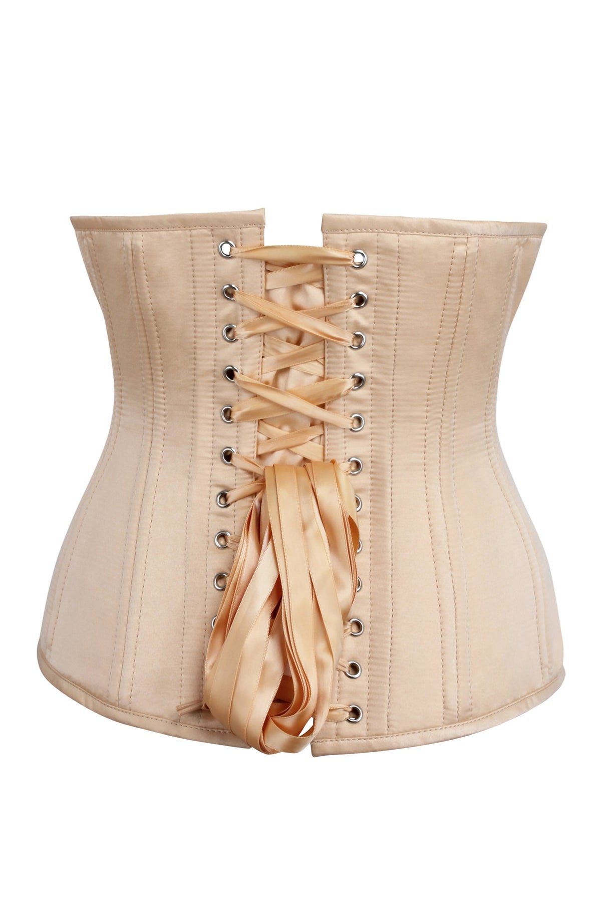 Beige Satin Longline Underbust Corset