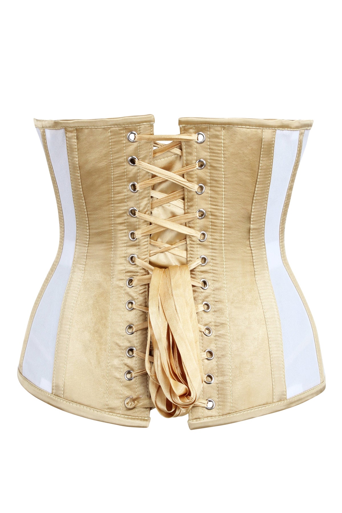 Longline Gold Sequin And Mesh Panel Underbust