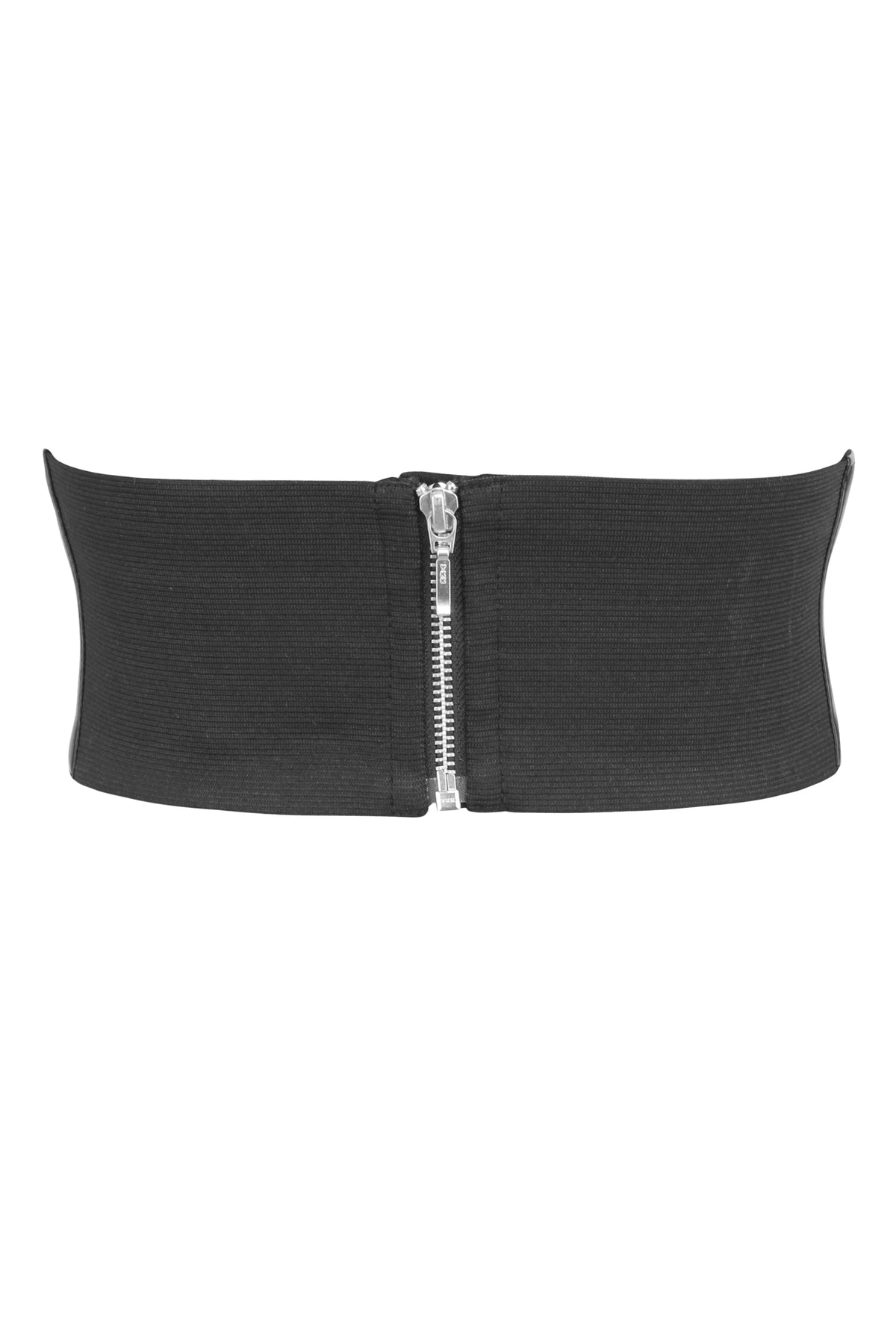 Matt Black PVC Corset Inspired Belt With Chains