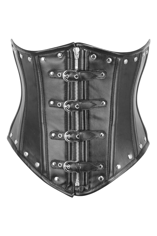 Black PVC Fetish Underbust With Zip Front