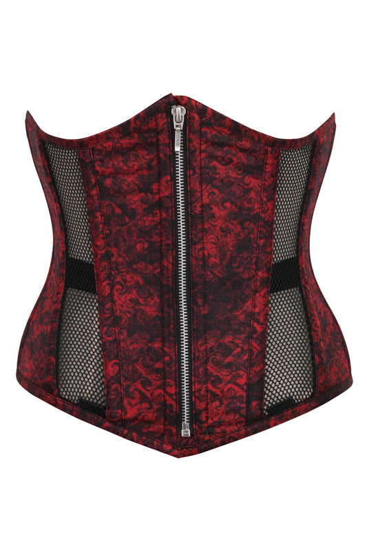 Gothic Mesh Panelled Zip Front Underbust Corset