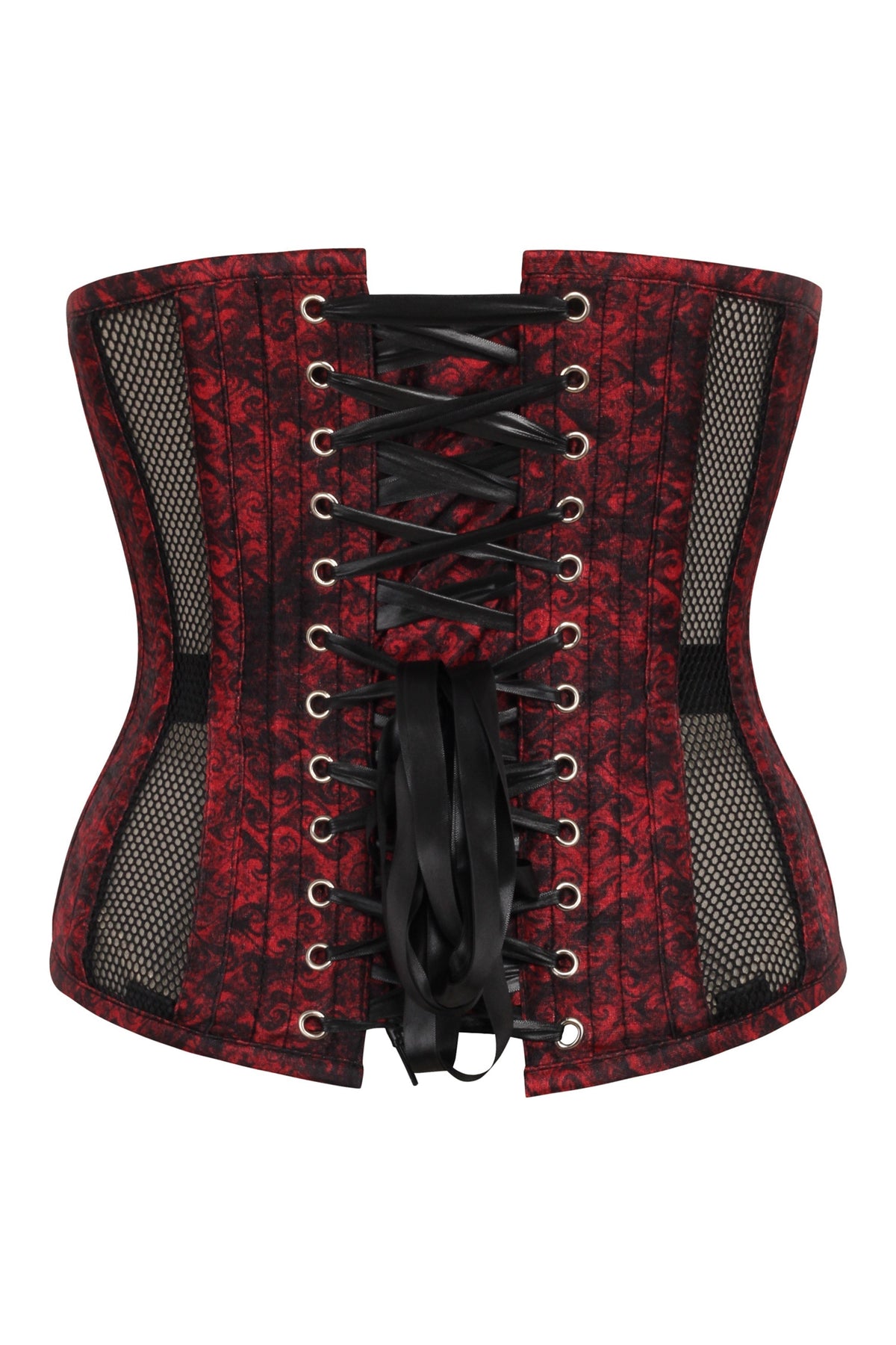Gothic Mesh Panelled Zip Front Underbust Corset
