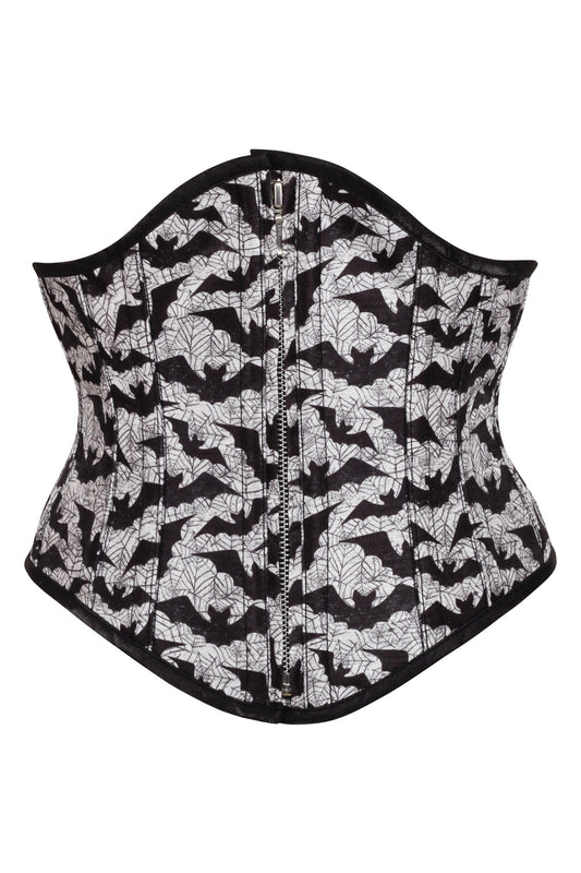 Zip Front Silver Bat Waspie Corset