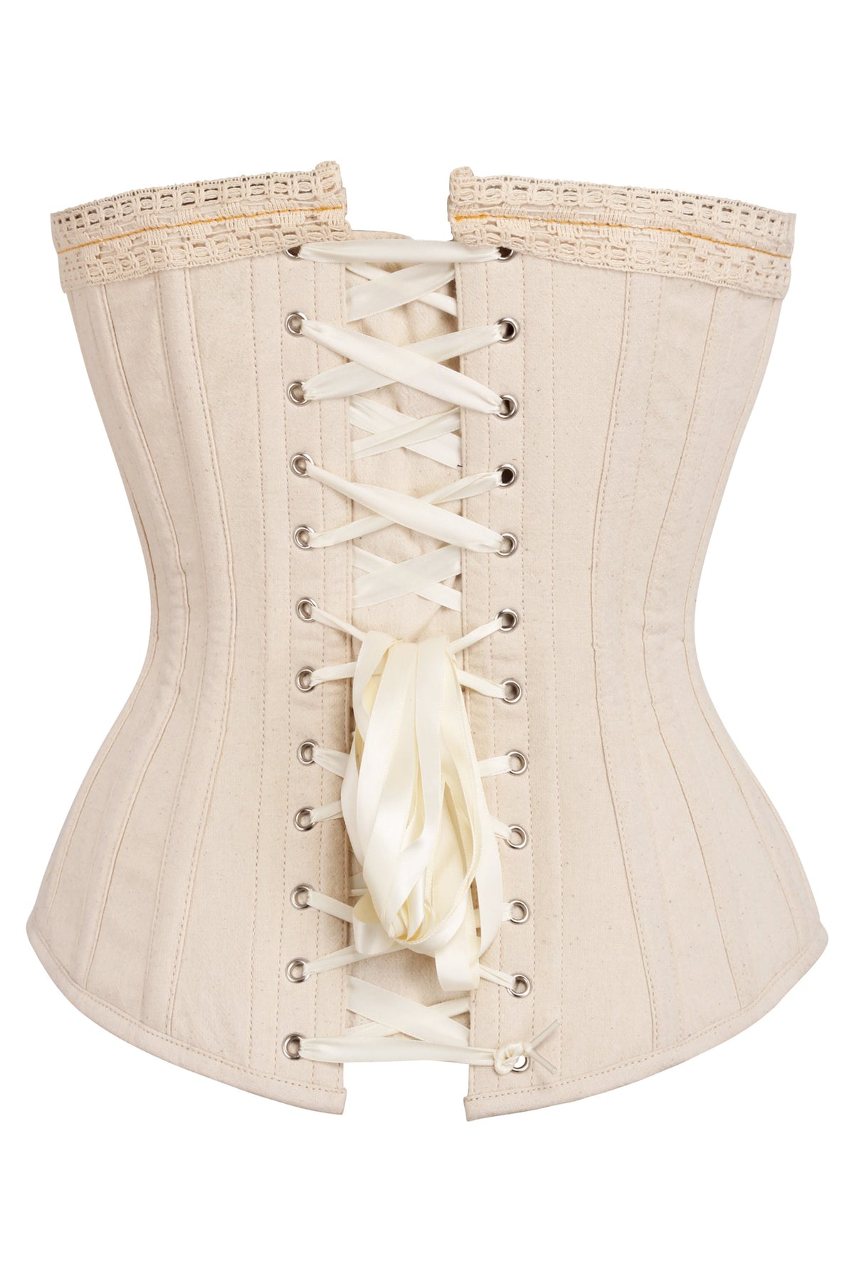 Beige Overbust Corset With Gold Flossing