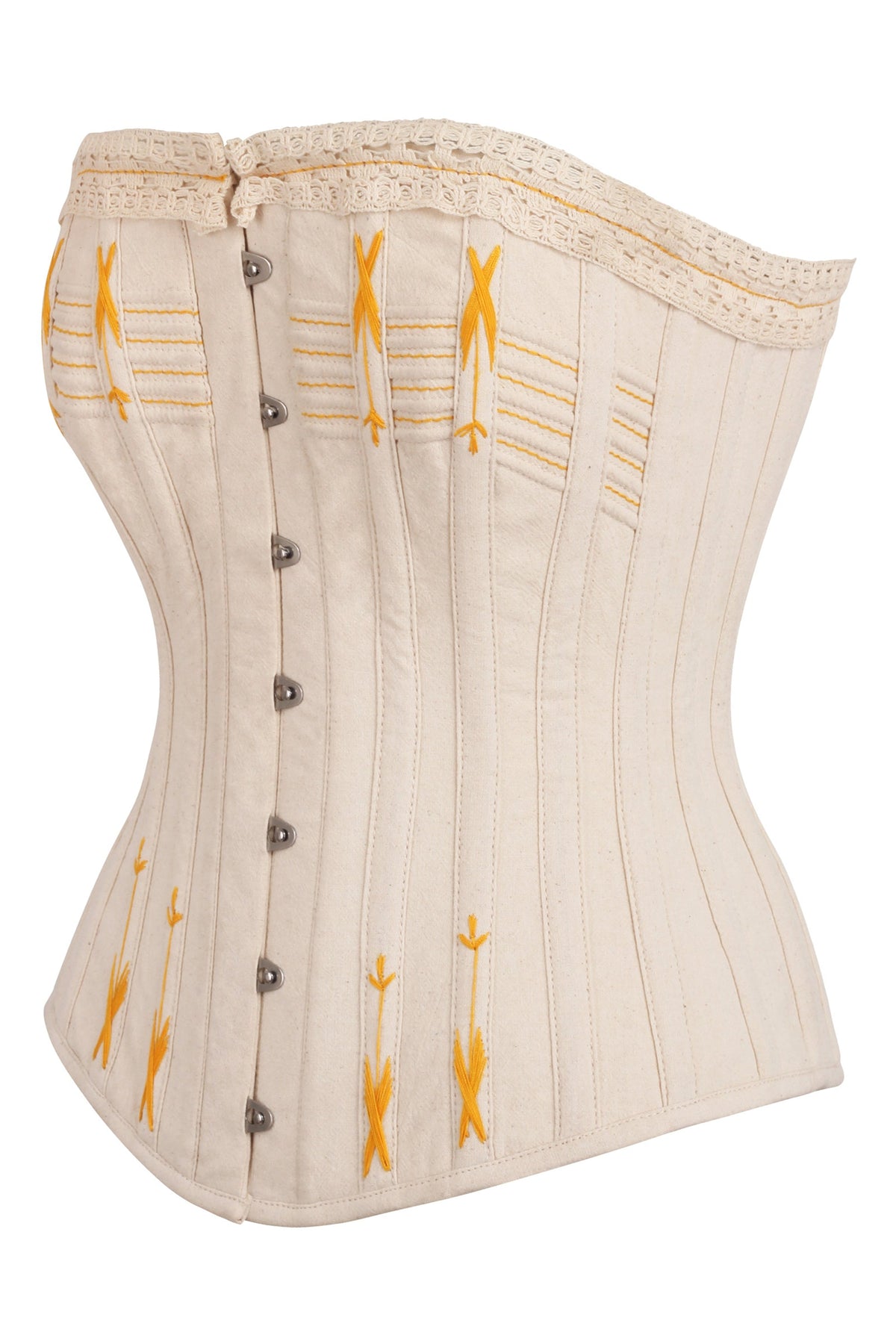 Beige Overbust Corset With Gold Flossing