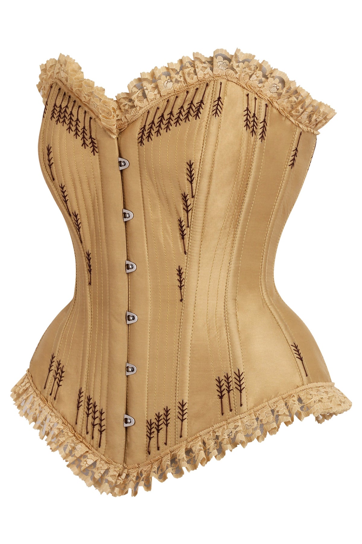 Ornate Gold Overbust Corset With Flossing