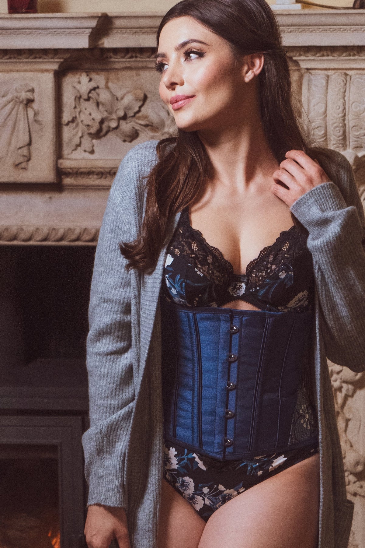 Midnight Blue Underbust With Shimmering Hip Panels