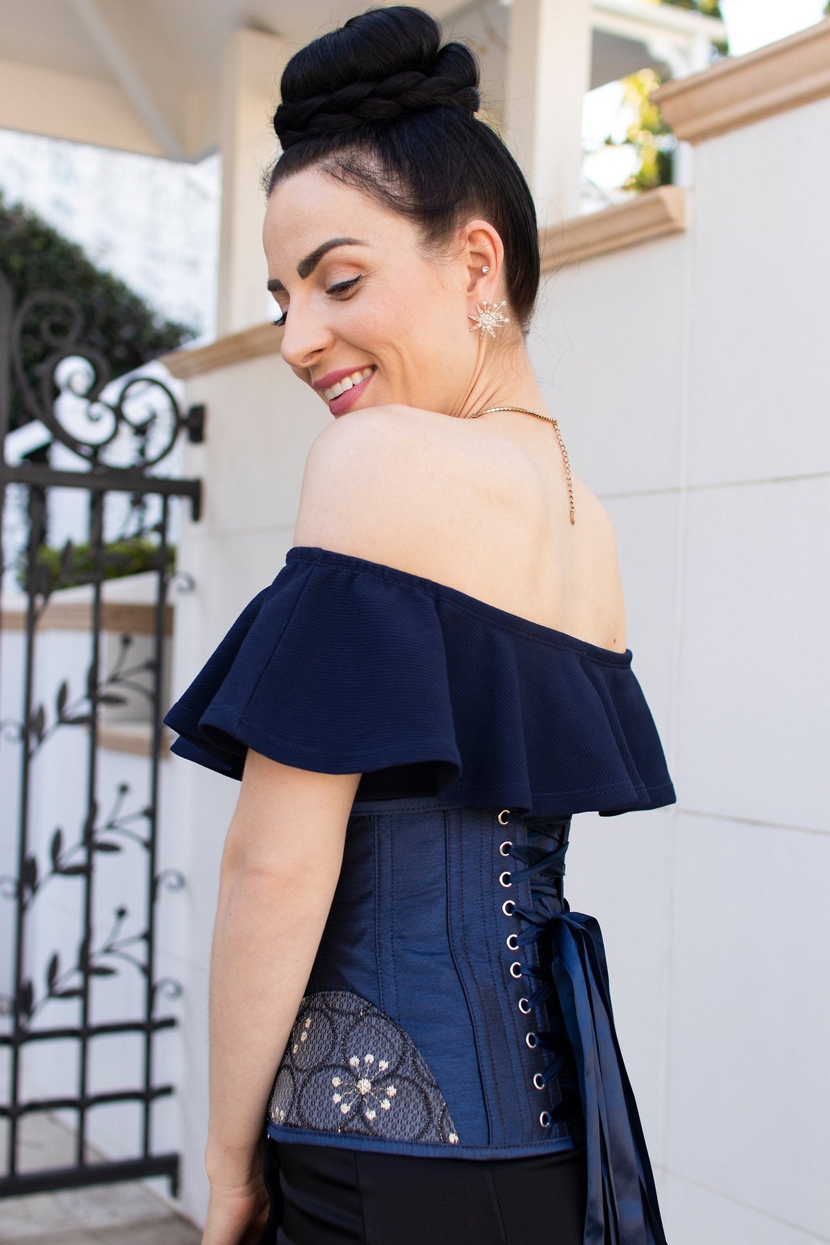 Midnight Blue Underbust With Shimmering Hip Panels