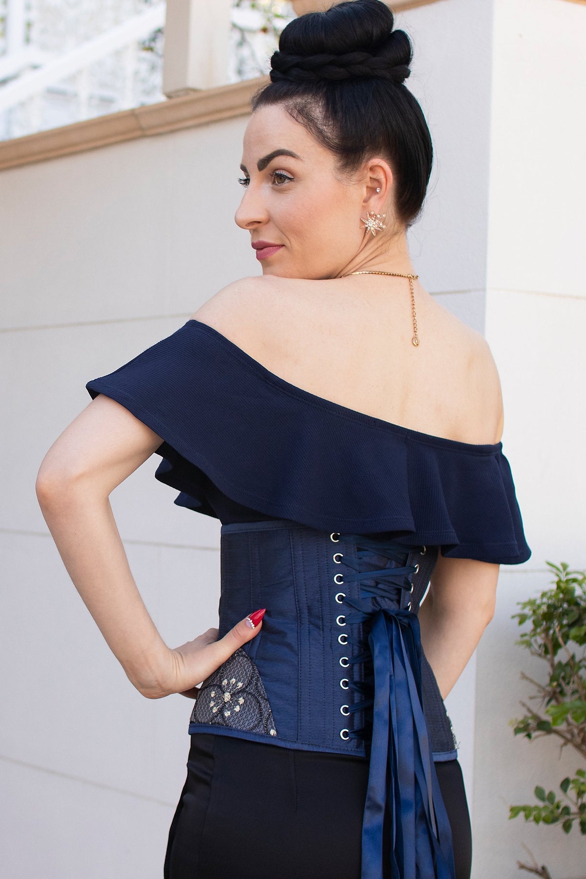 Midnight Blue Underbust With Shimmering Hip Panels