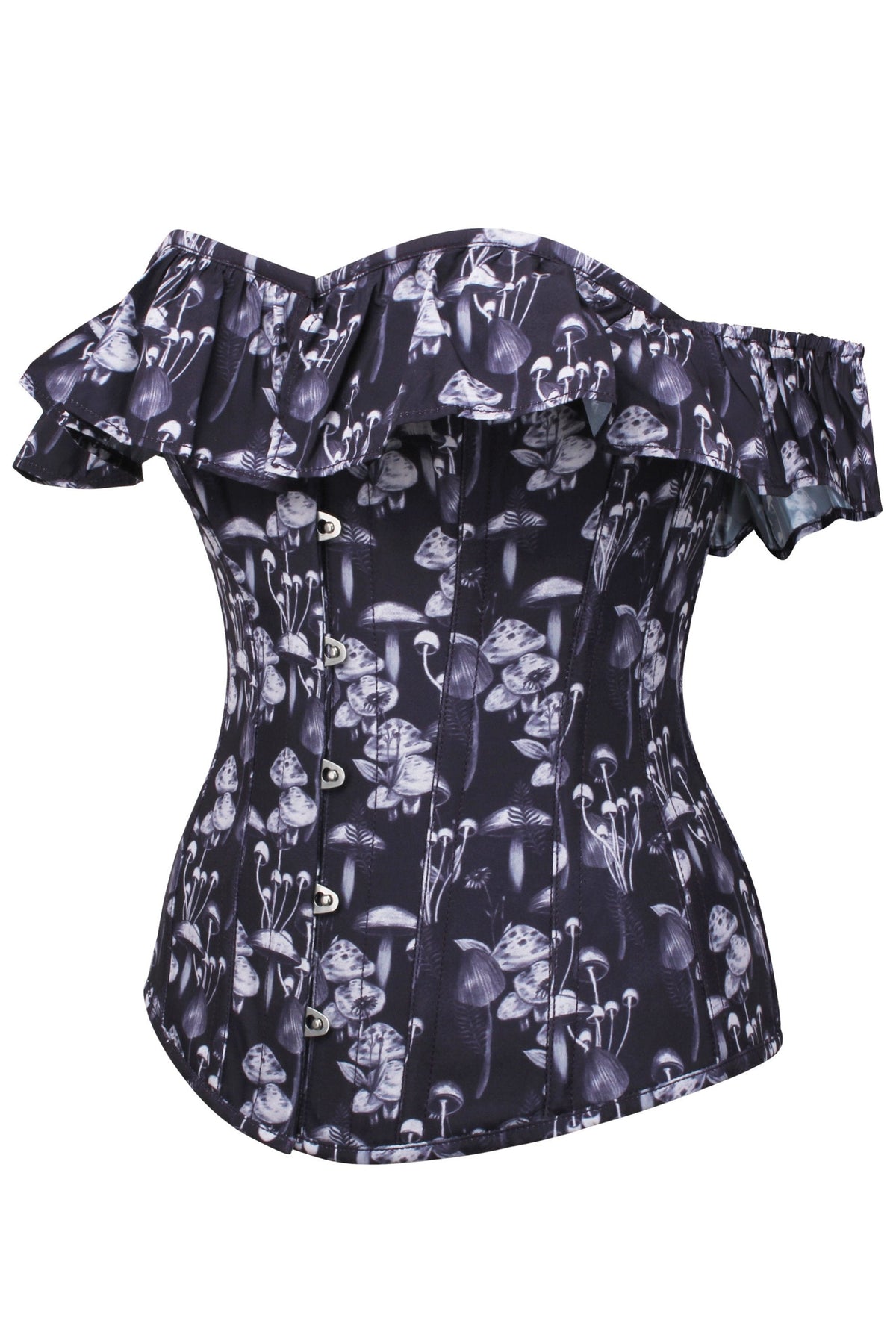 Wild Mushroom Corset Top With Bardot Sleeve