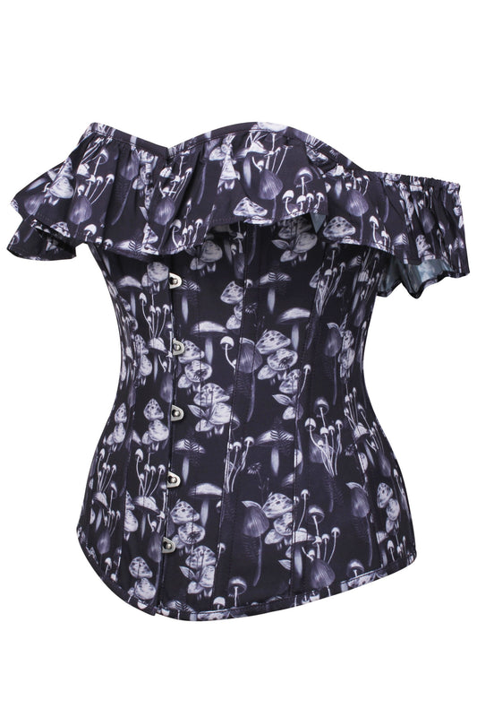 Wild Mushroom Corset Top With Bardot Sleeve