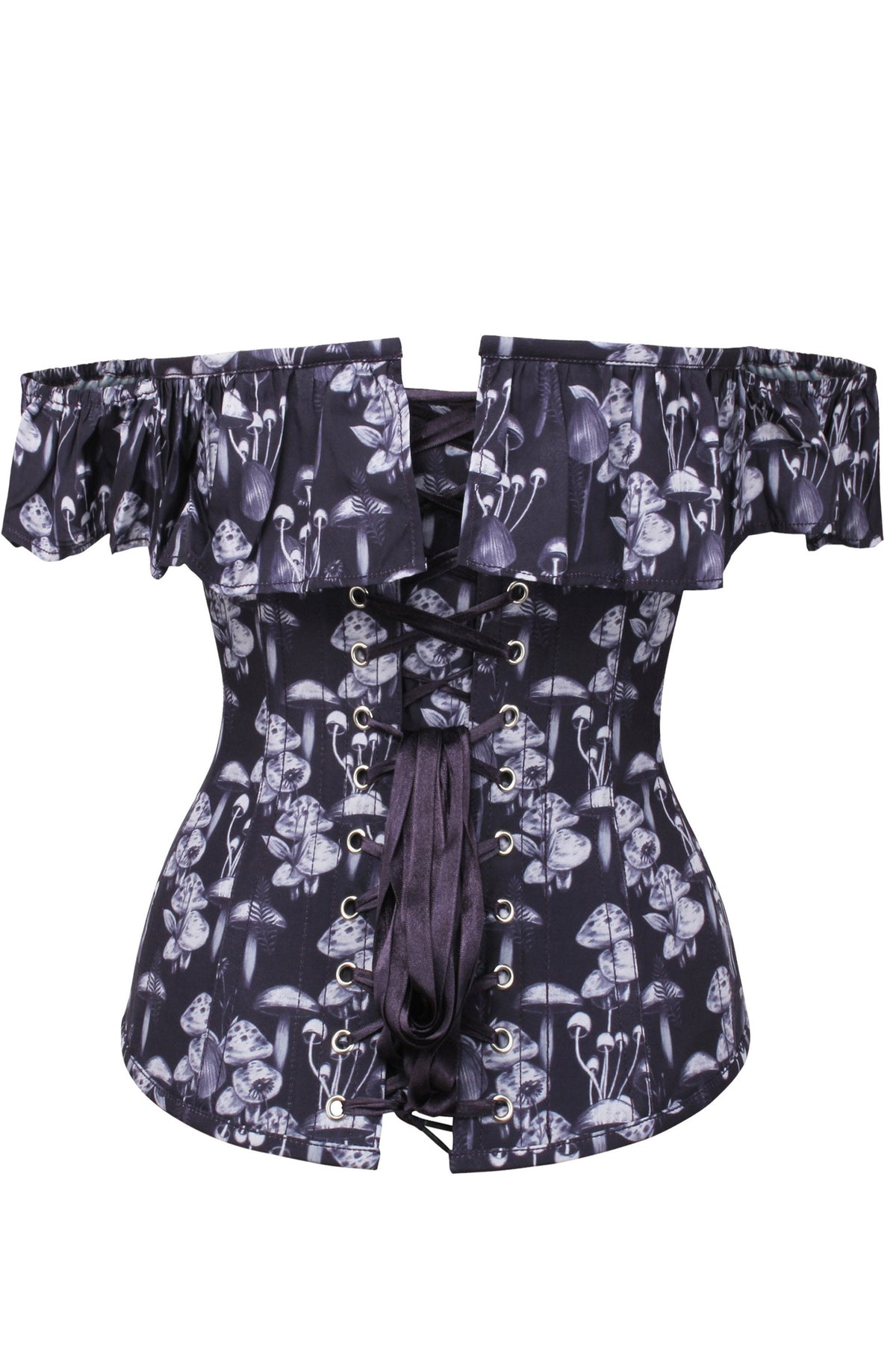 Wild Mushroom Corset Top With Bardot Sleeve