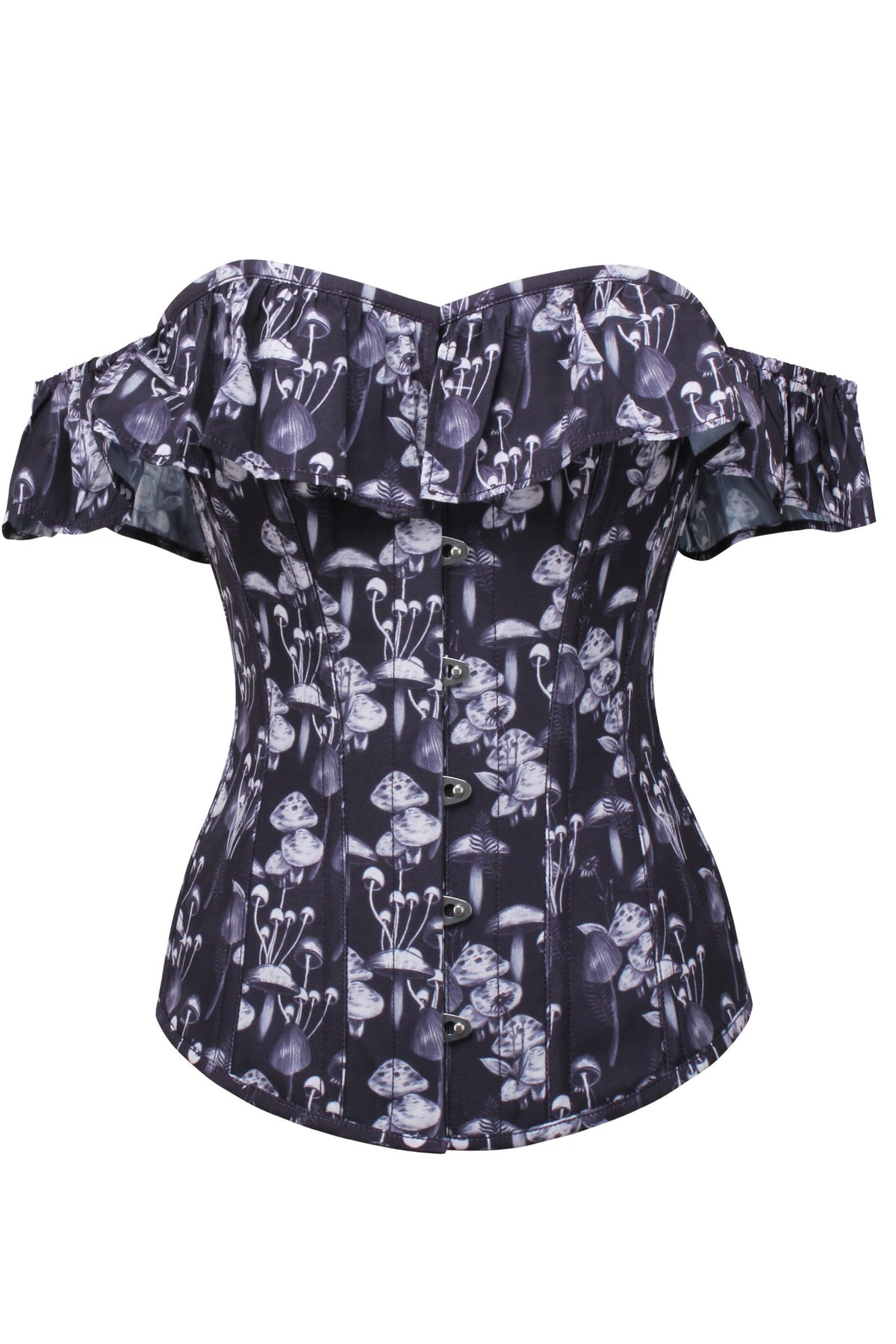 Wild Mushroom Corset Top With Bardot Sleeve