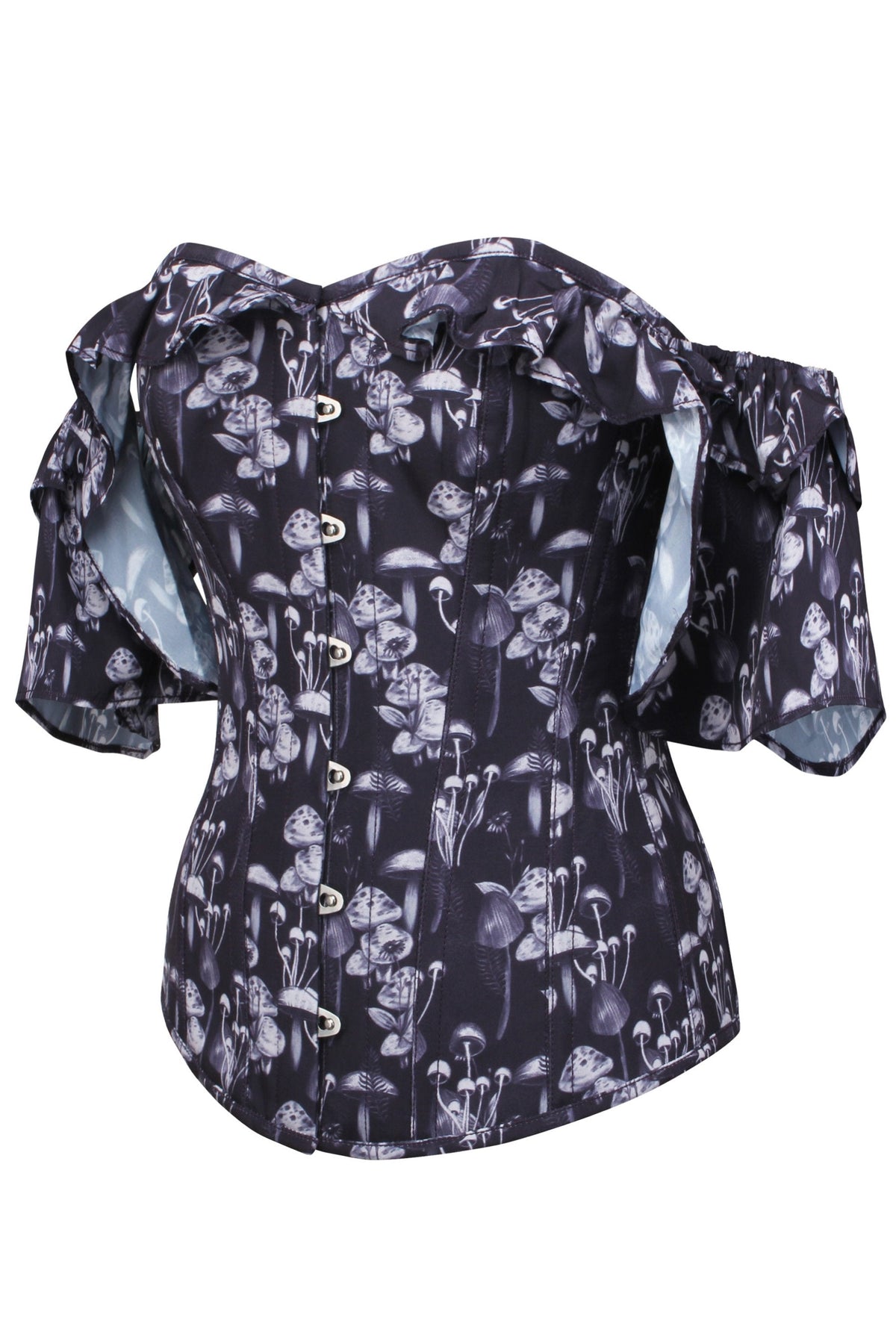 Wild Mushroom Corset Top With Frill Sleeve