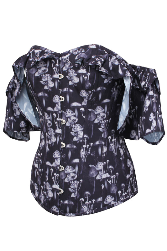 Wild Mushroom Corset Top With Frill Sleeve