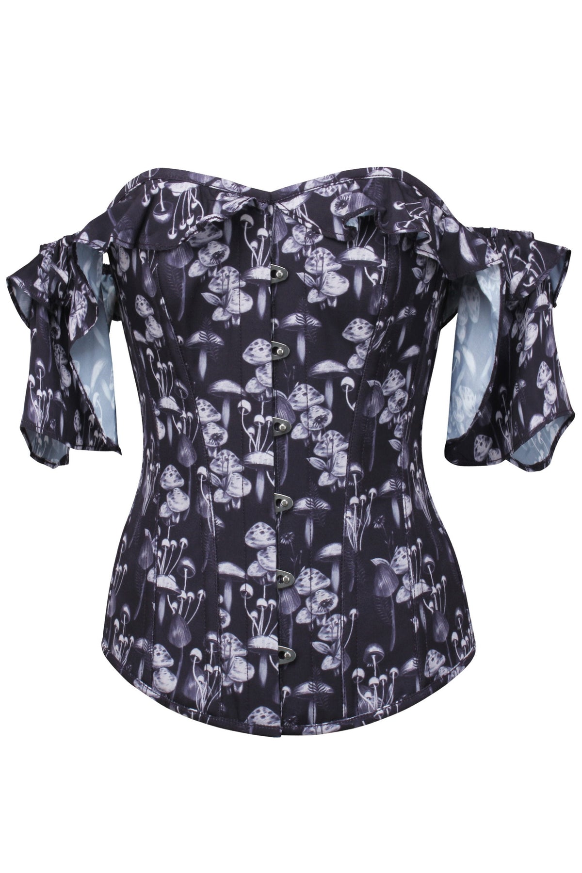 Wild Mushroom Corset Top With Frill Sleeve