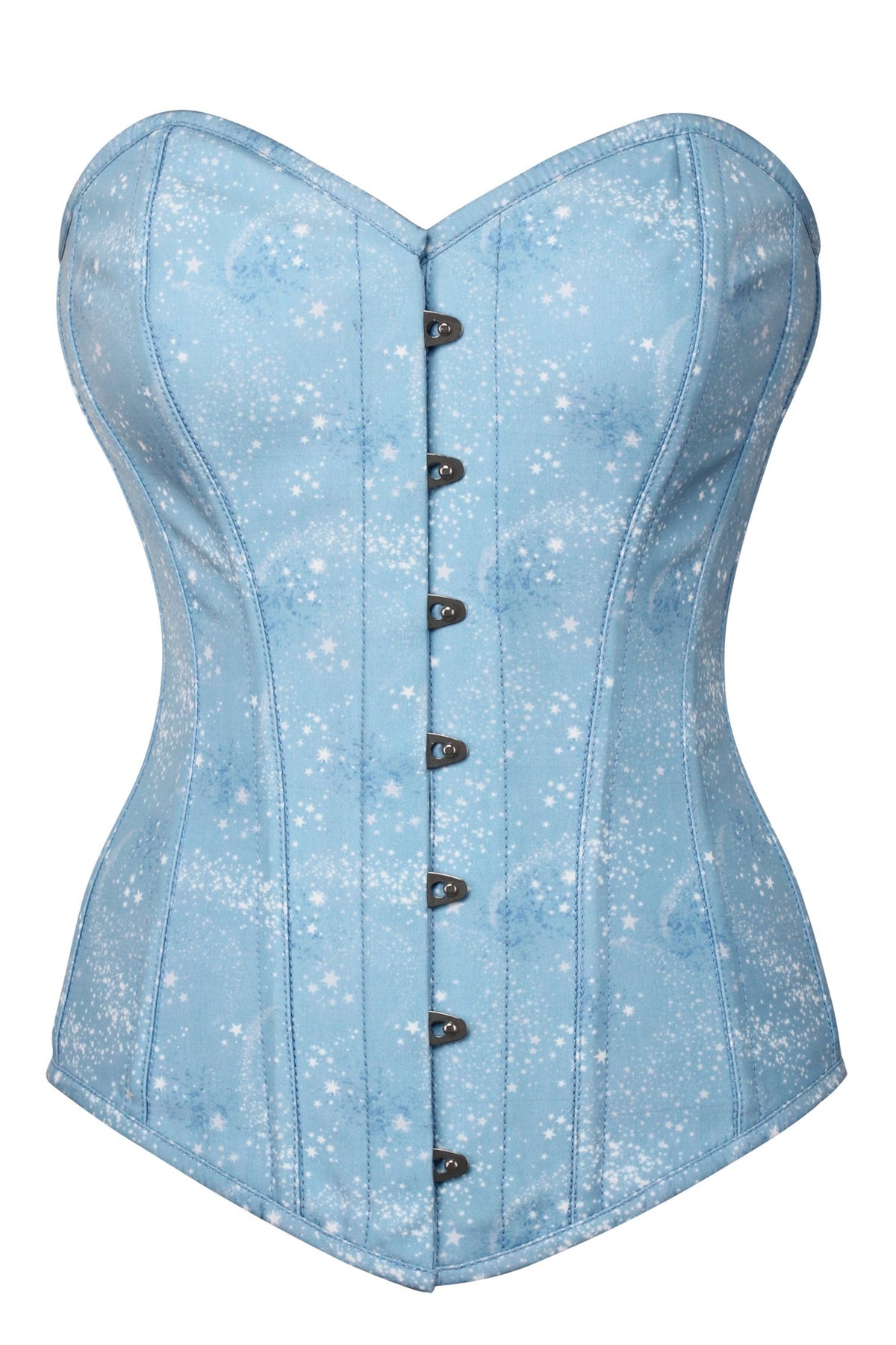 Baby Blue Astronomy Print Longline Overbust Corset