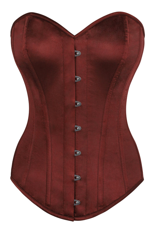 Instant Shape Burgundy Satin Longline Overbust