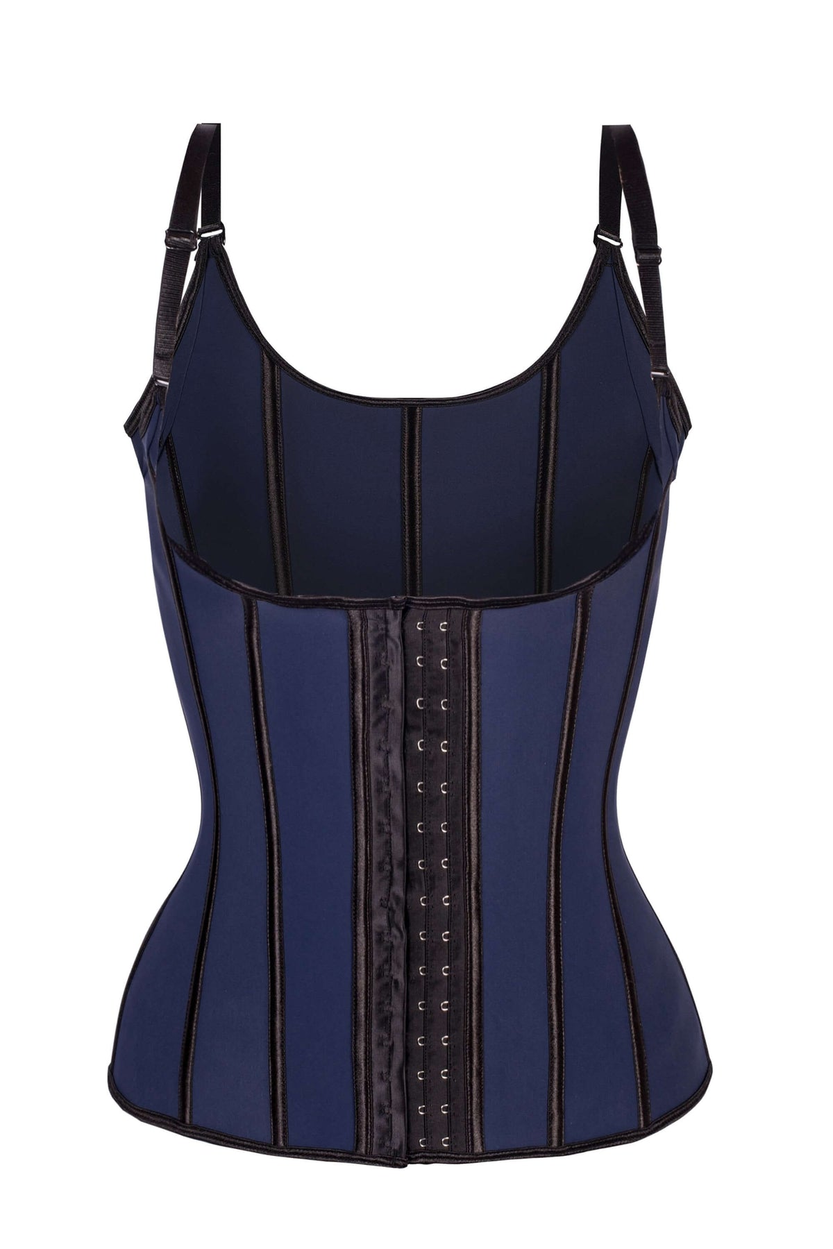 Corset Story Navy Latex Underbust Corset With Adjustable Bra Straps