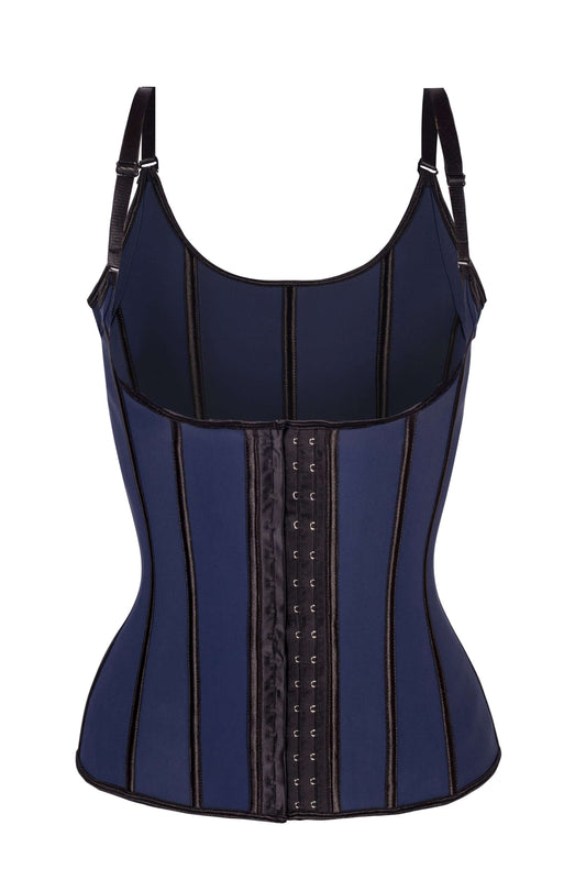 Corset Story Navy Latex Underbust Corset With Adjustable Bra Straps