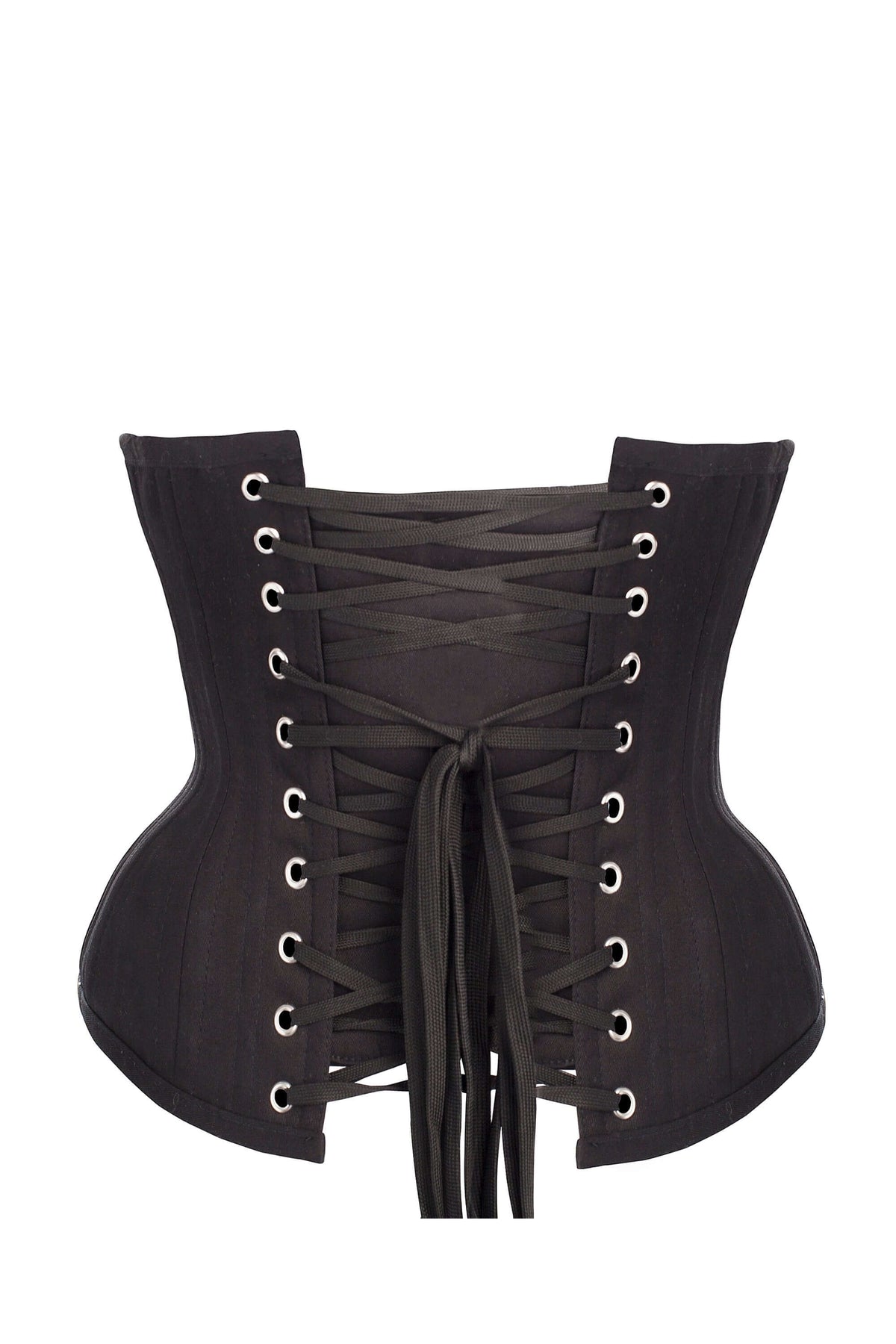 Black Cotton Twill Classic Underbust Waist Trainer With Hip Gores
