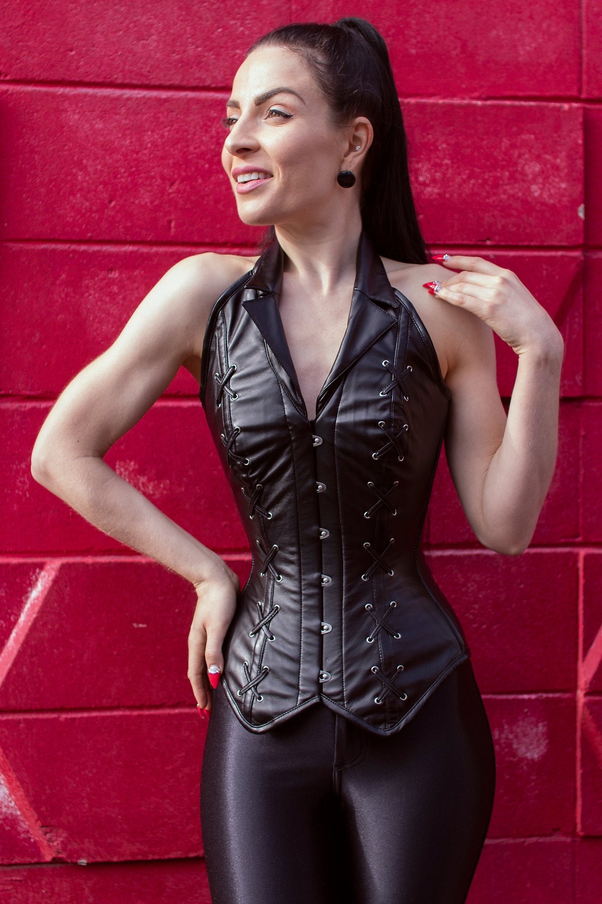 PVC Halterneck Steel Boned Overbust