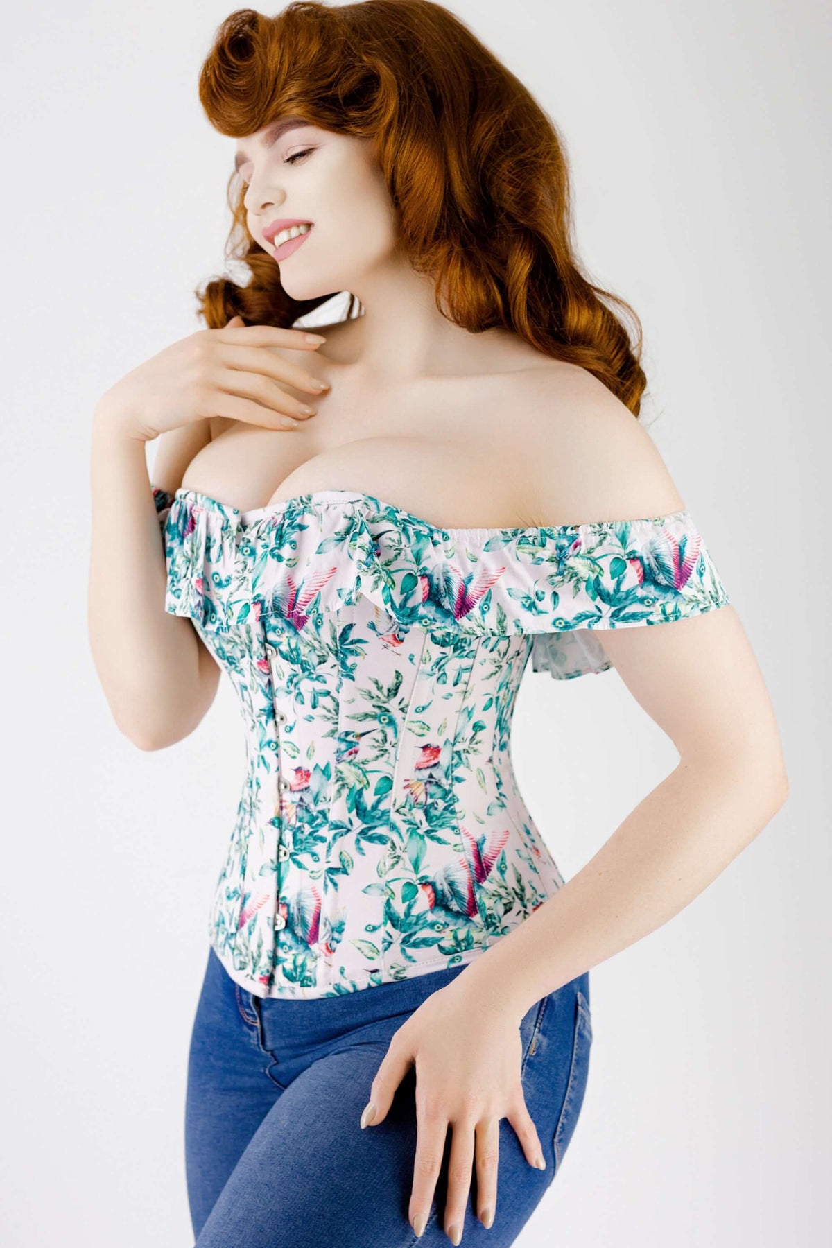 Birds Of Paradise Cold Shoulder Cotton Corset Top